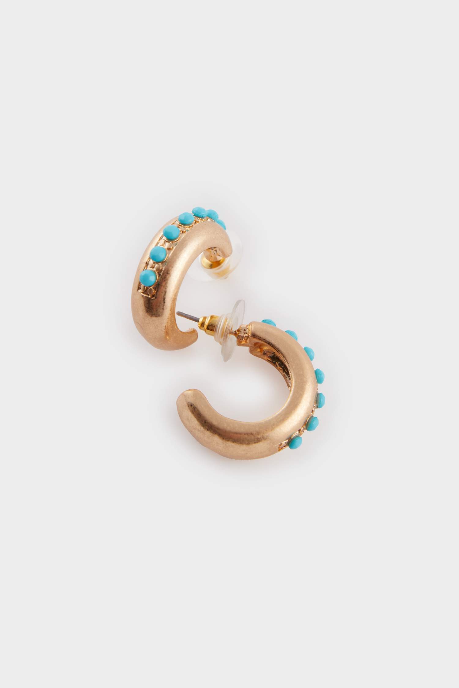 Woman Blue Stone 3 Piece Gold Earrings