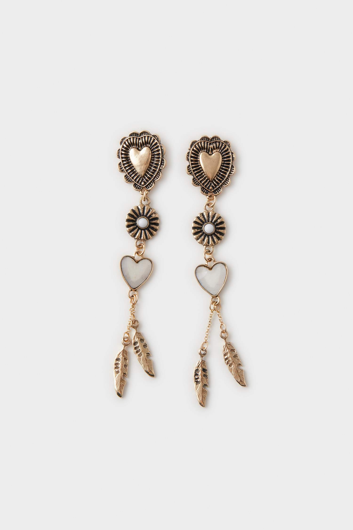 Woman Antique Heart Gold Earrings
