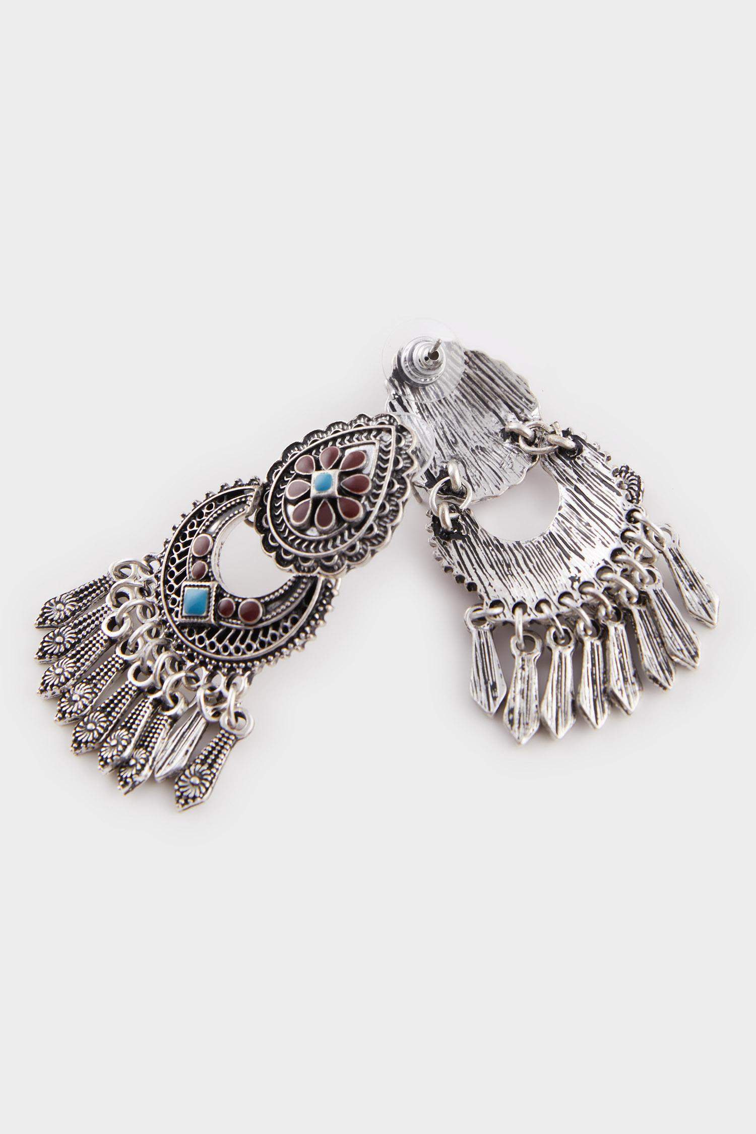 Kadın Mavi Taşlı Sallantılı Küpe