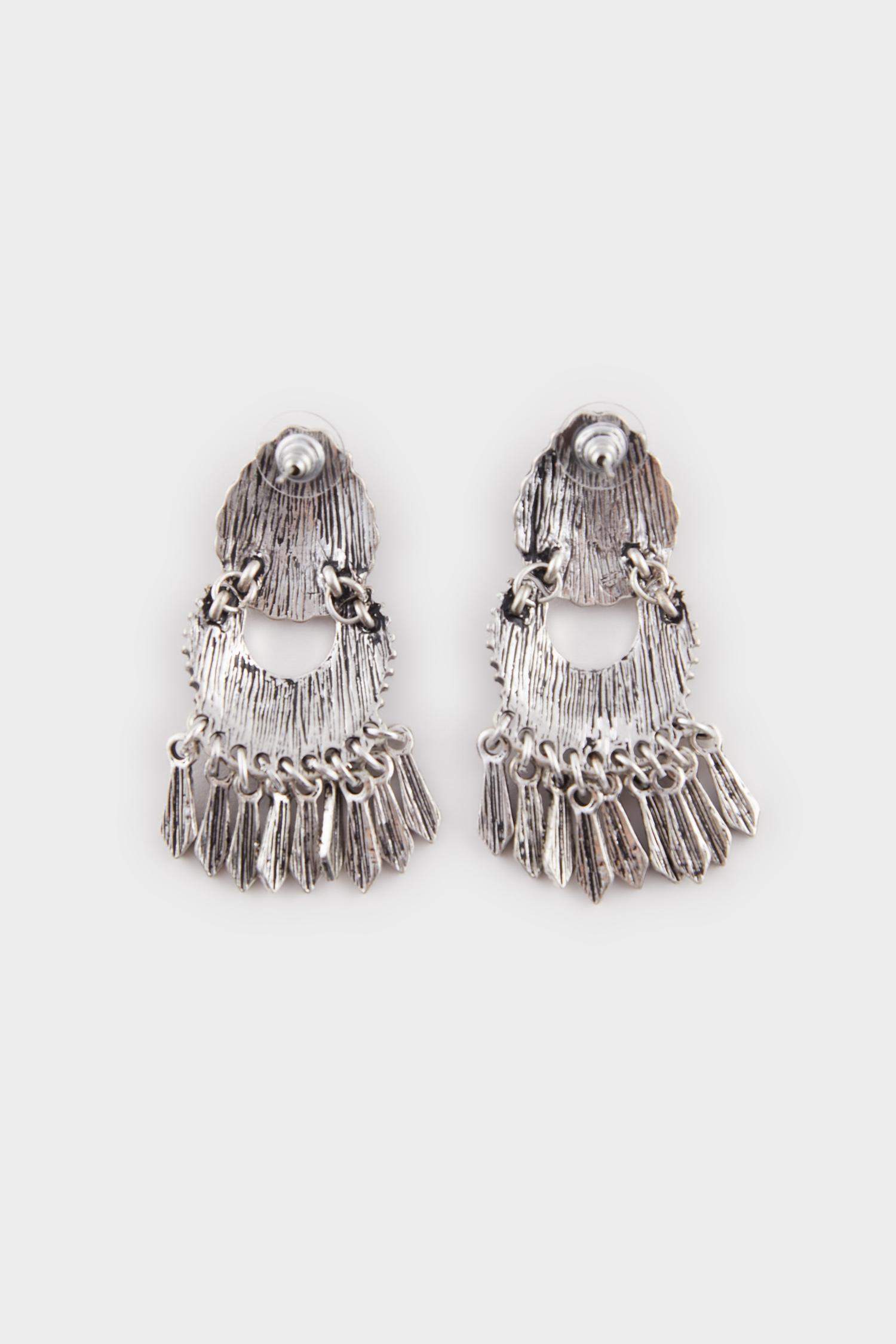 Kadın Mavi Taşlı Sallantılı Küpe