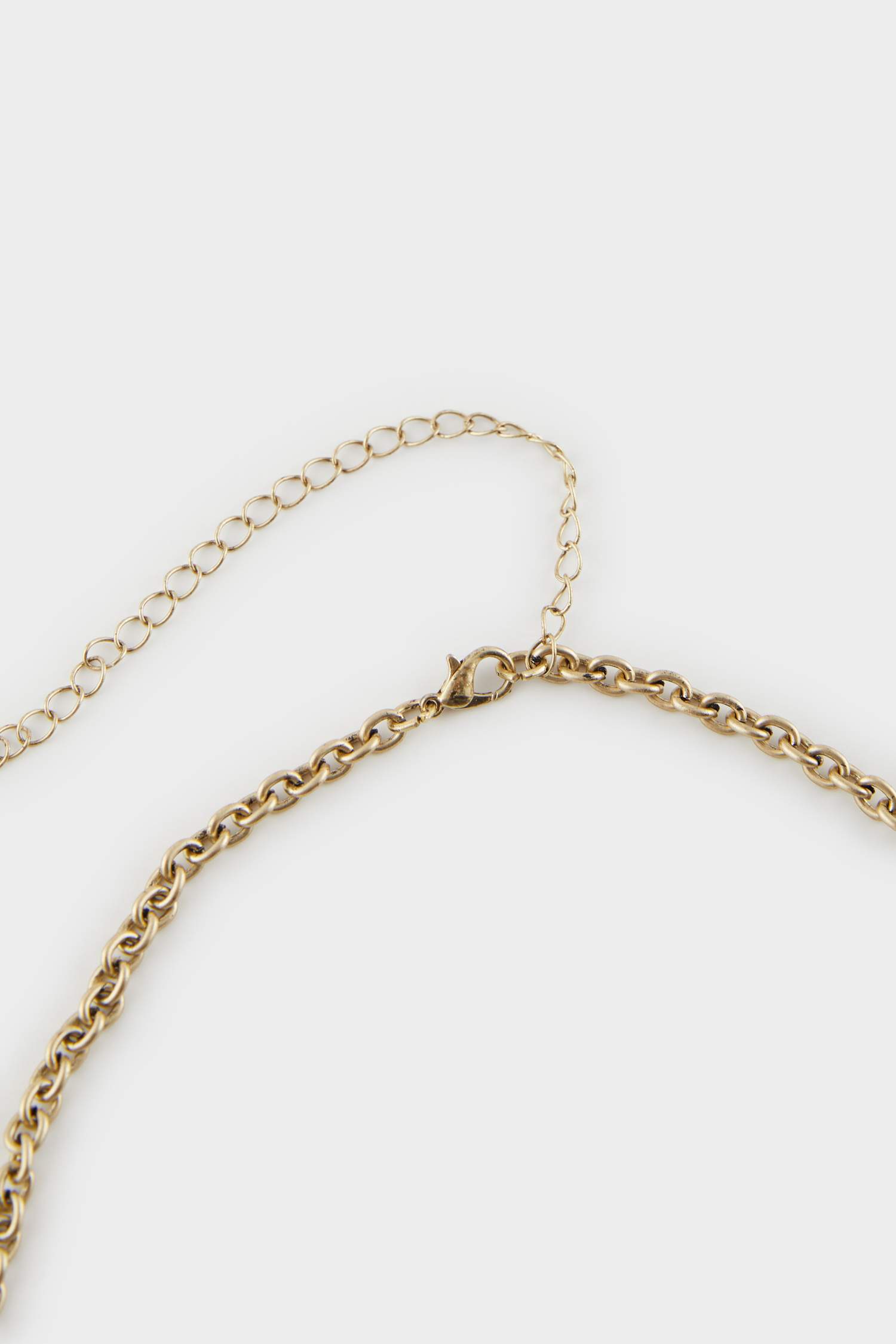 Kadın Plaka Görünümlü Gold Kolye