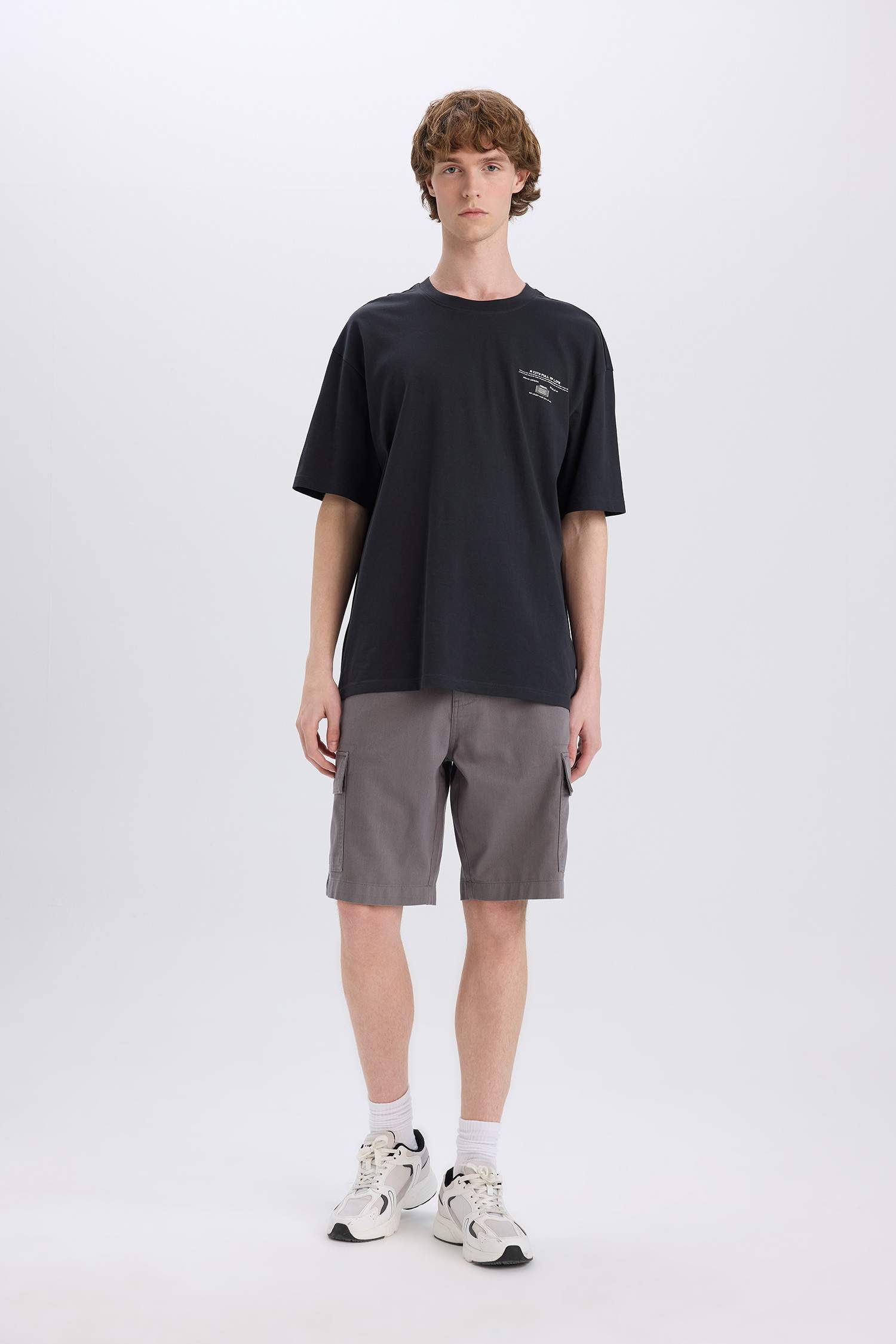 Cotton Boxy Fit Crew Neck Back Printed T-Shirt