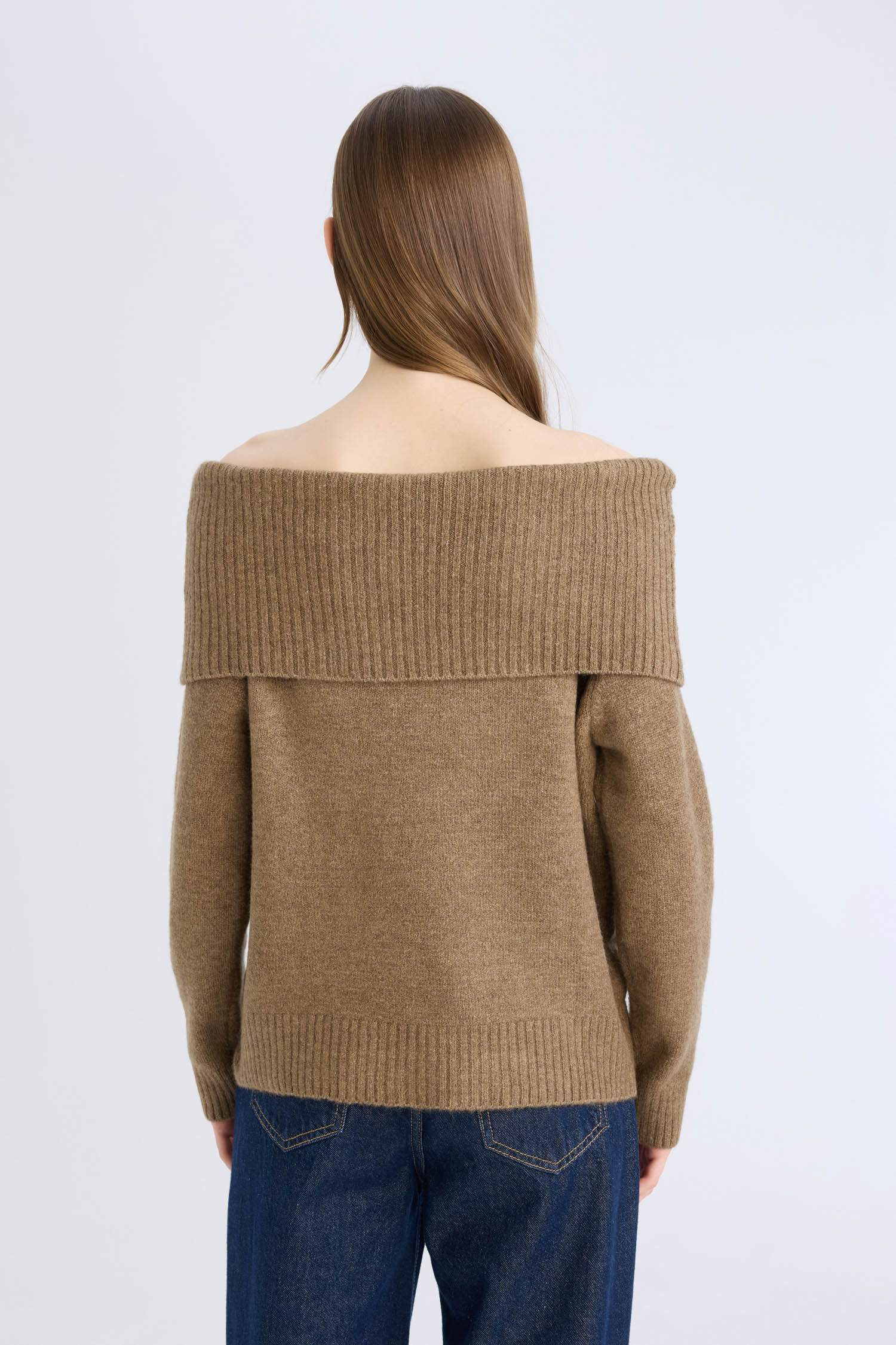 Regular Fit Açık Omuz Triko Kazak
