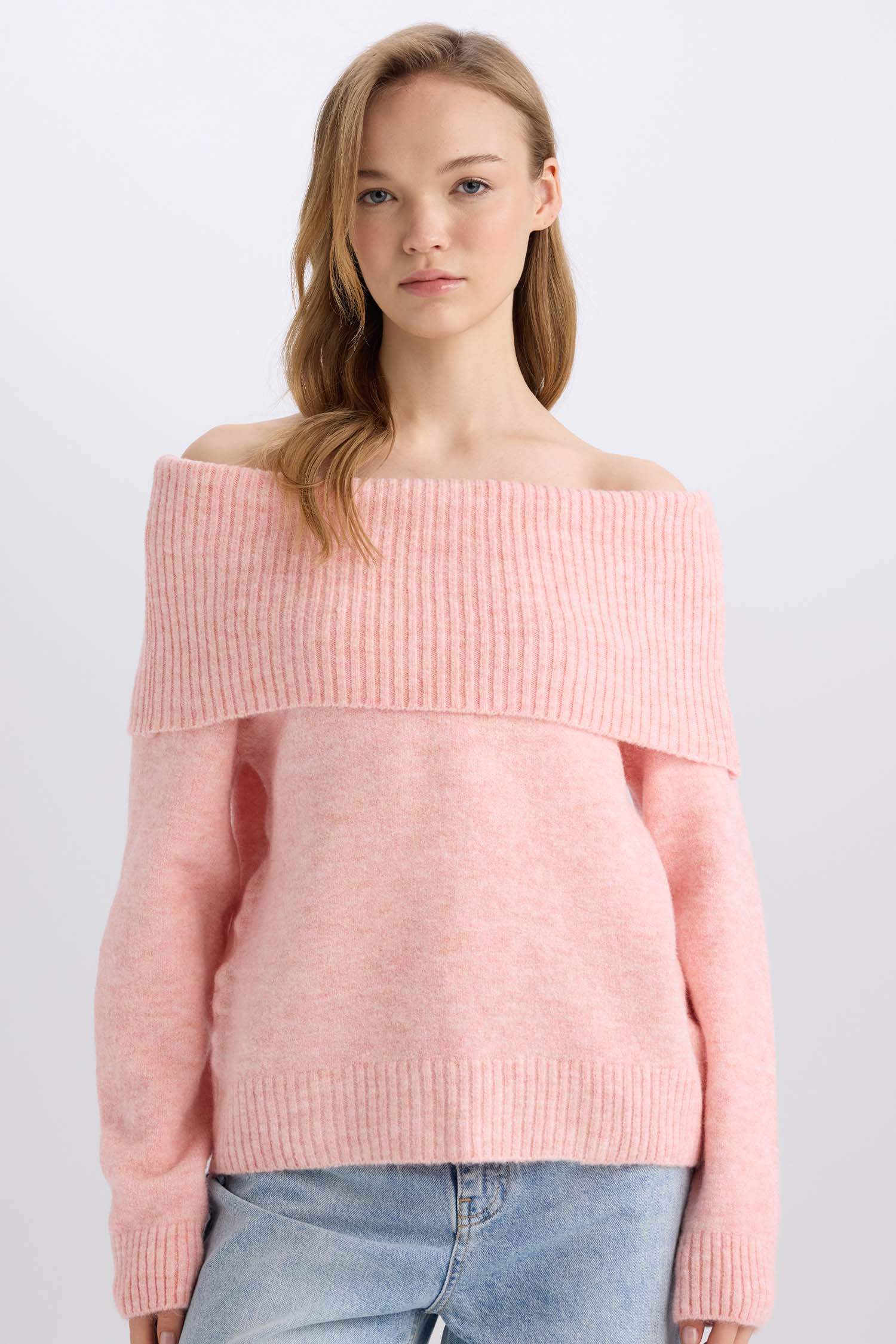 Regular Fit Açık Omuz Triko Kazak