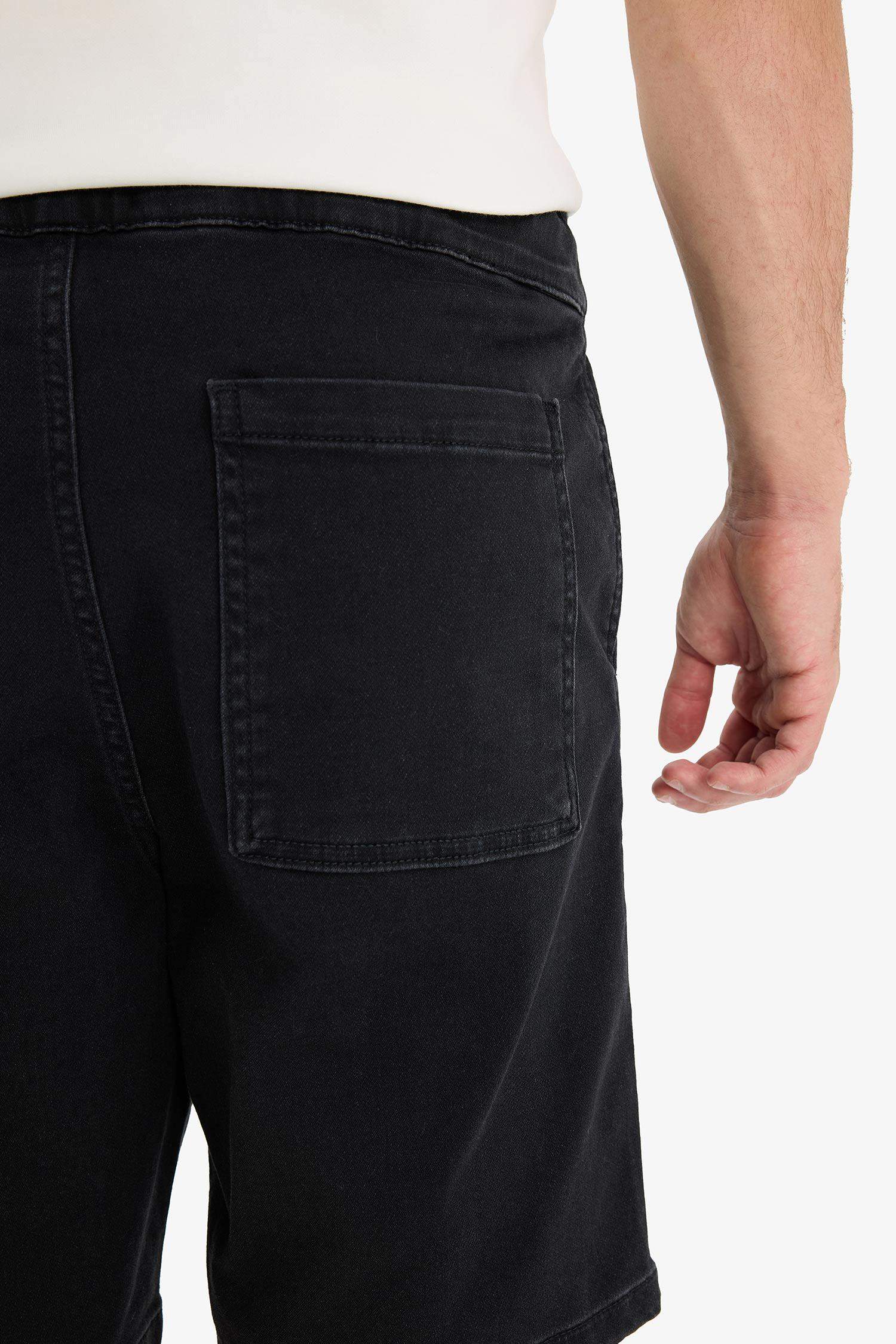 Regular Fit Beli Lastikli Rahat Kalıp Jean Bermuda Şort