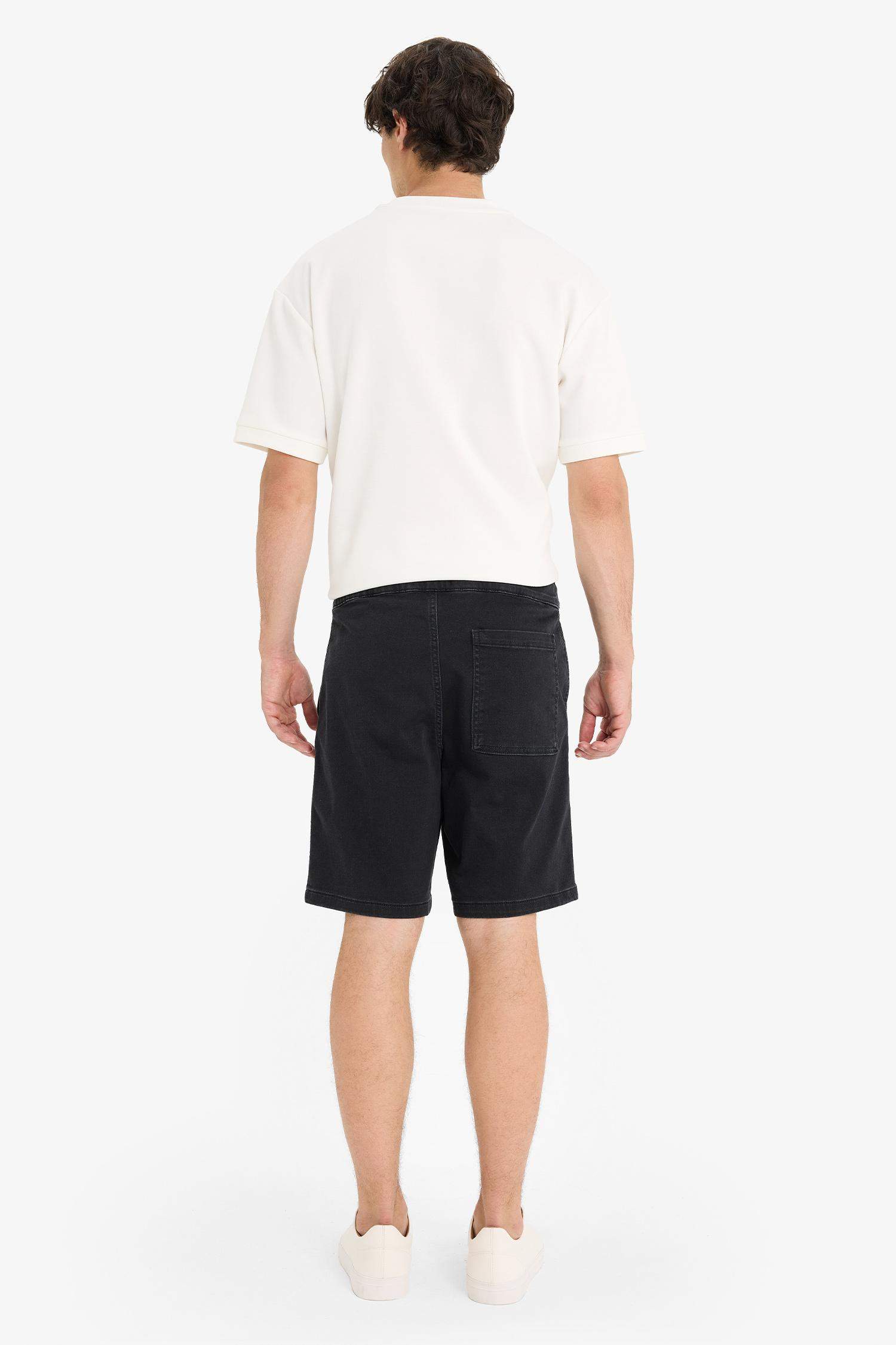 Regular Fit Beli Lastikli Rahat Kalıp Jean Bermuda Şort