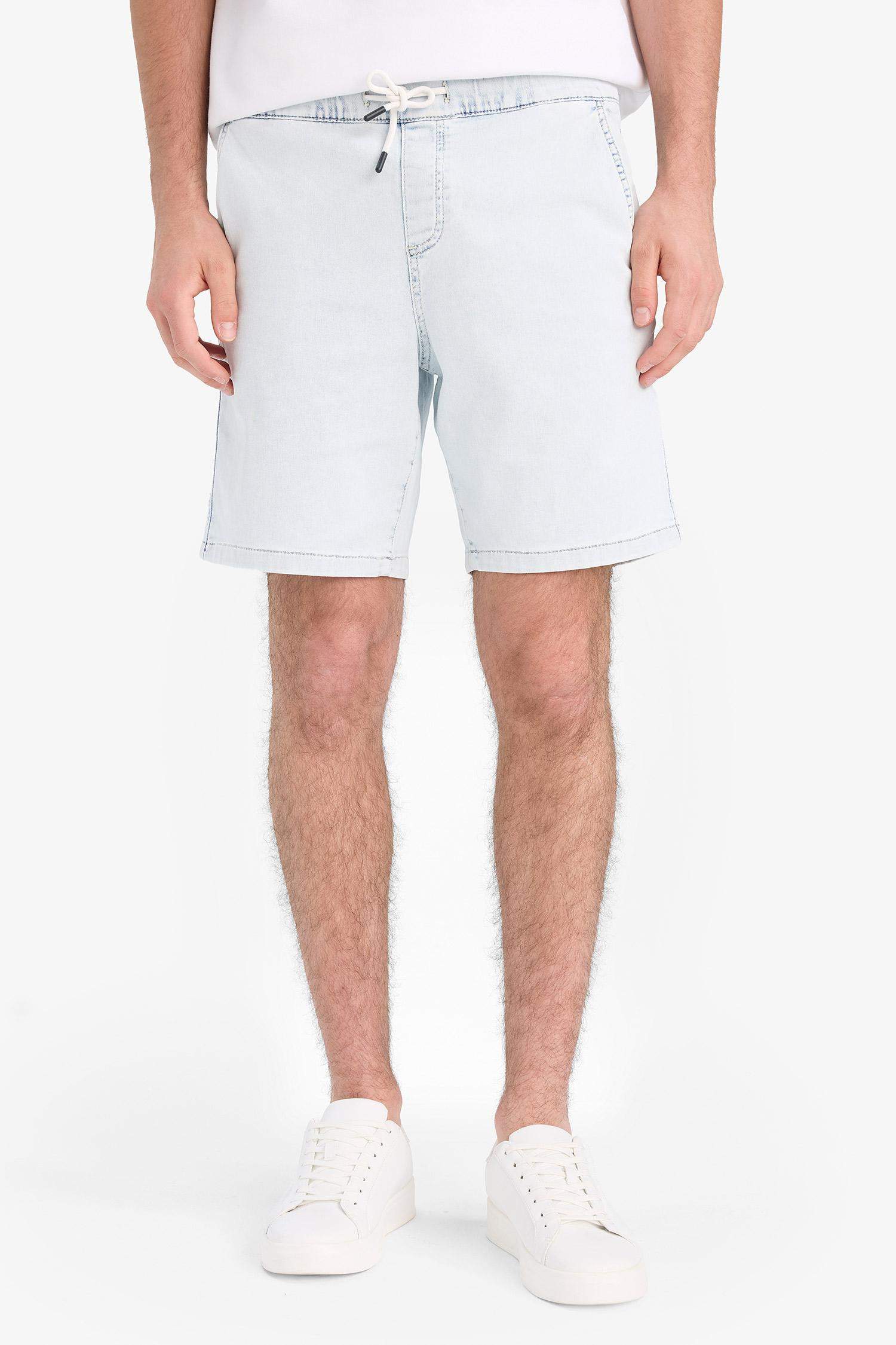 Regular Fit Beli Lastikli Rahat Kalıp Jean Bermuda Şort