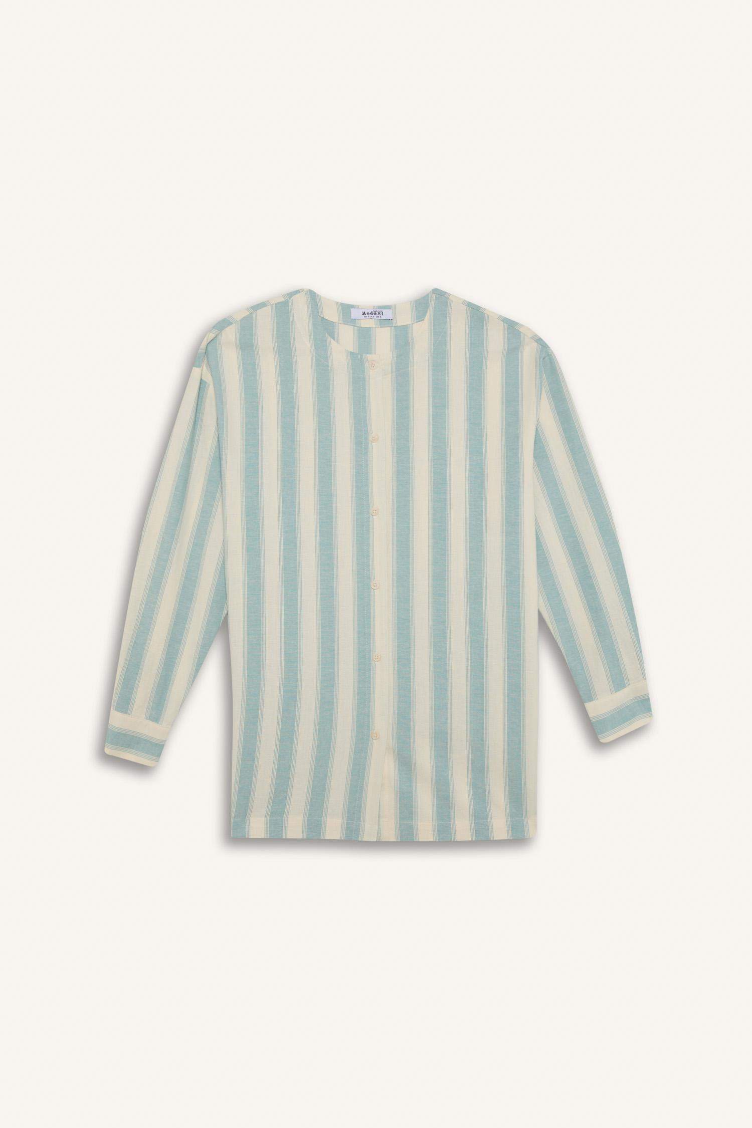 Relax Fit Striped Linen Long Sleeve Shirt