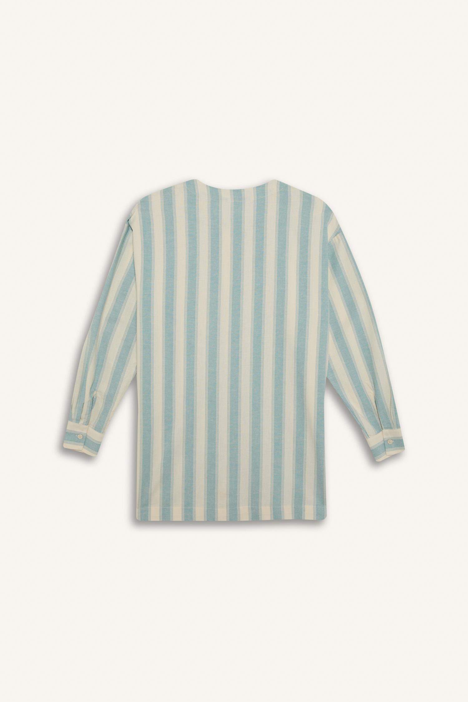 Relax Fit Striped Linen Long Sleeve Shirt