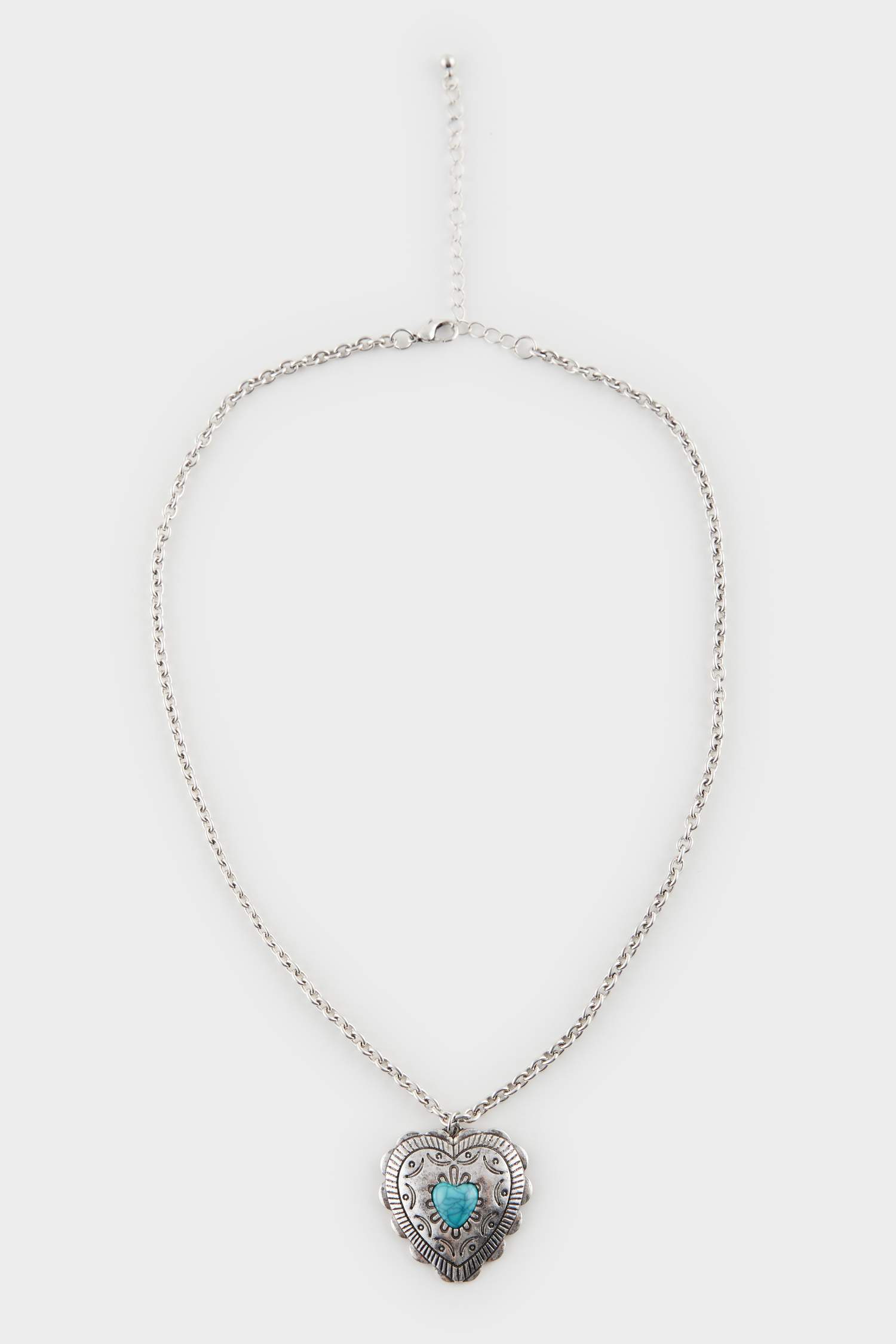 Woman Blue Stone Silver Necklace