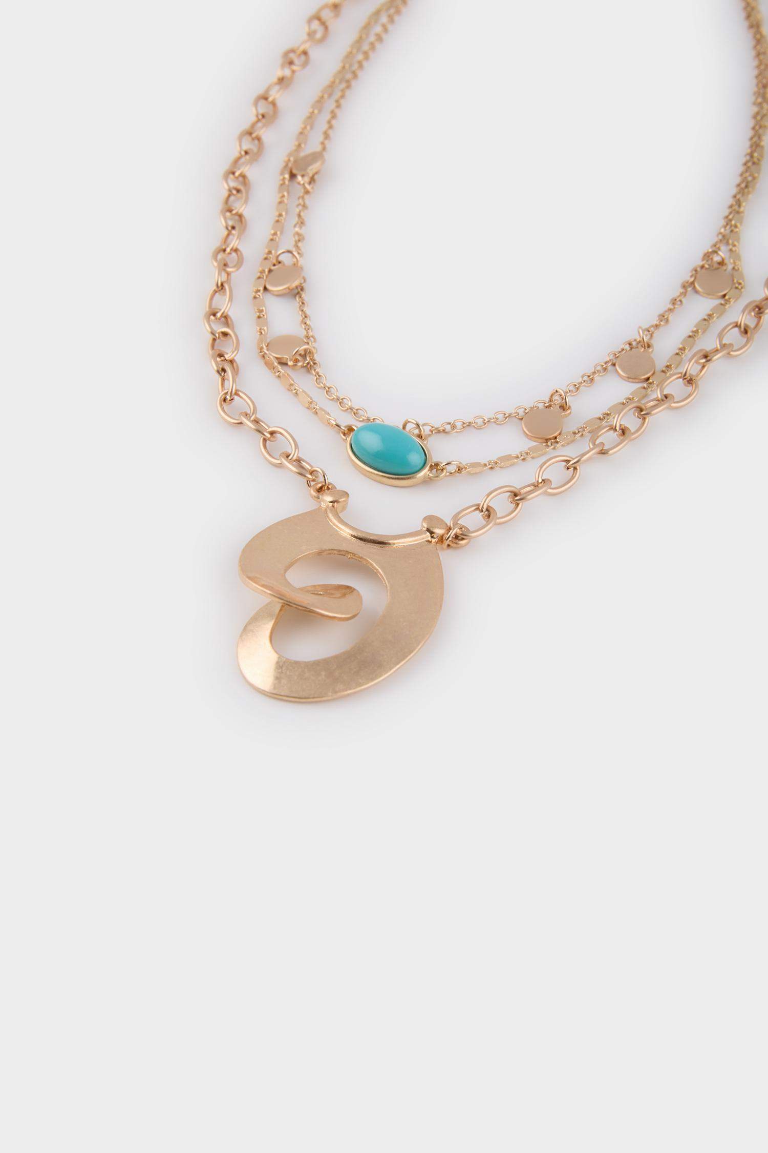 Woman Blue Stone Gold Necklace