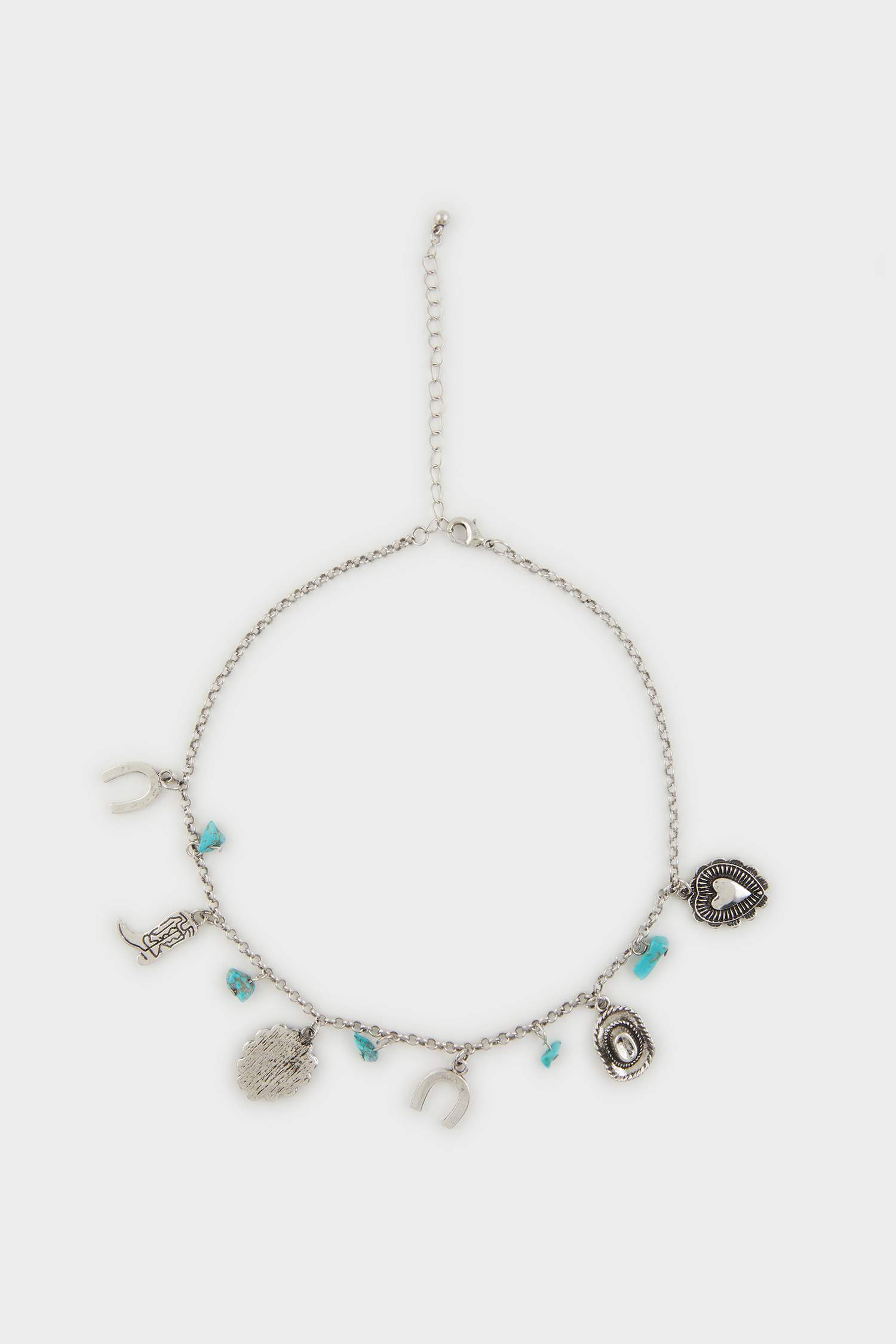 Woman Charm Antique Silver Necklace