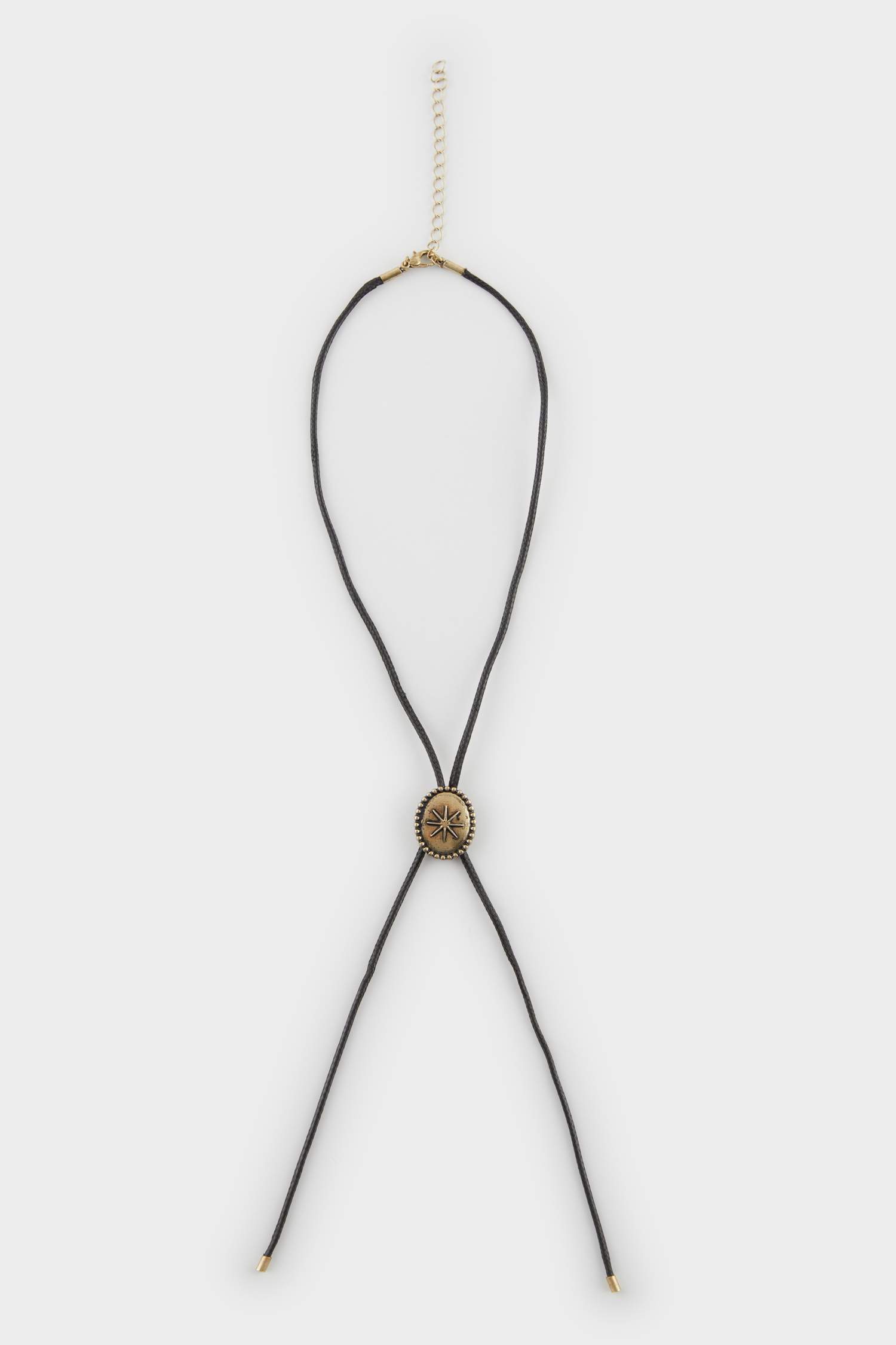 Kadın Gold Plakalı Siyah Kolye