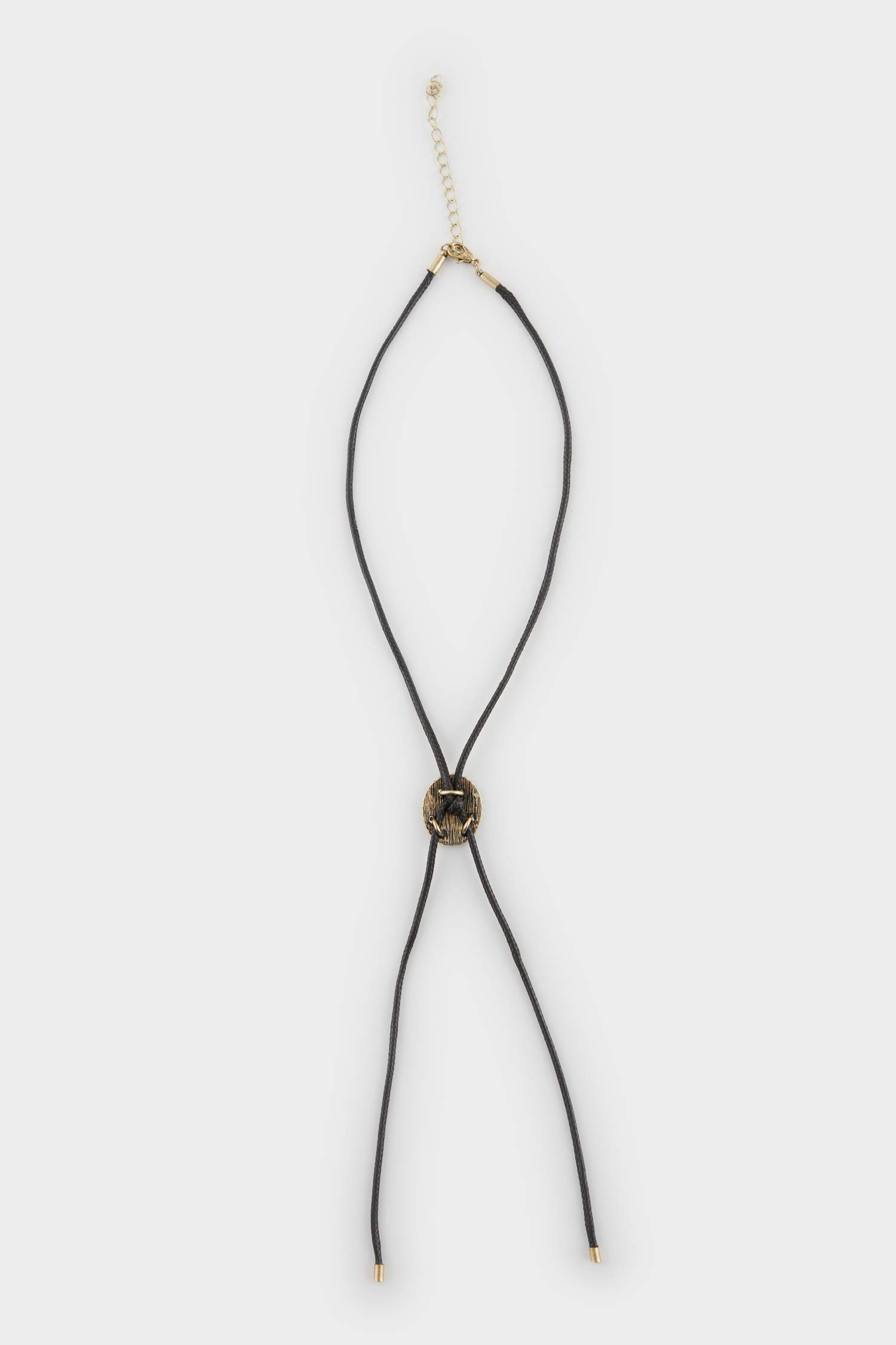 Kadın Gold Plakalı Siyah Kolye