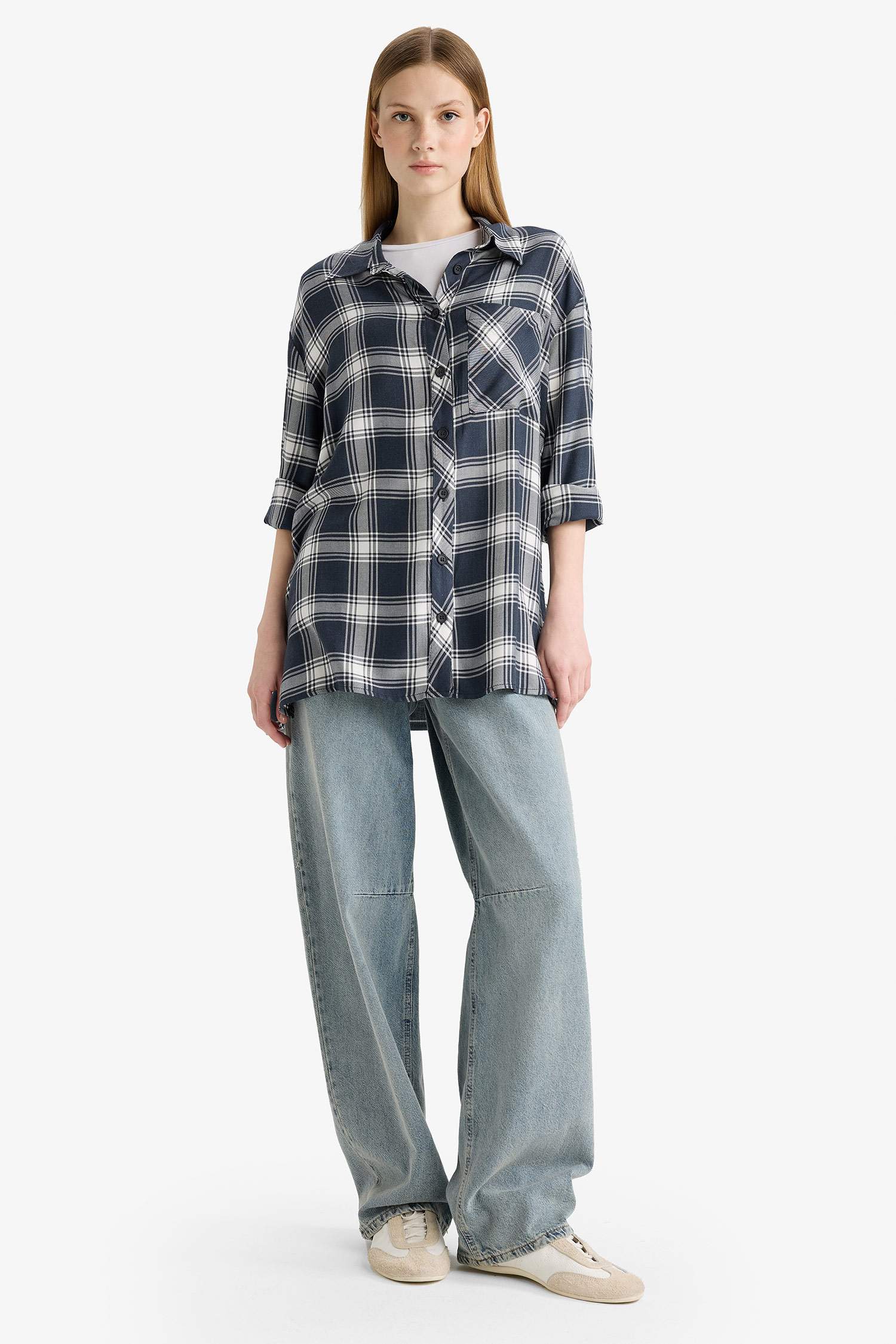 Oversize Fit Flanel Long Sleeve Shirt