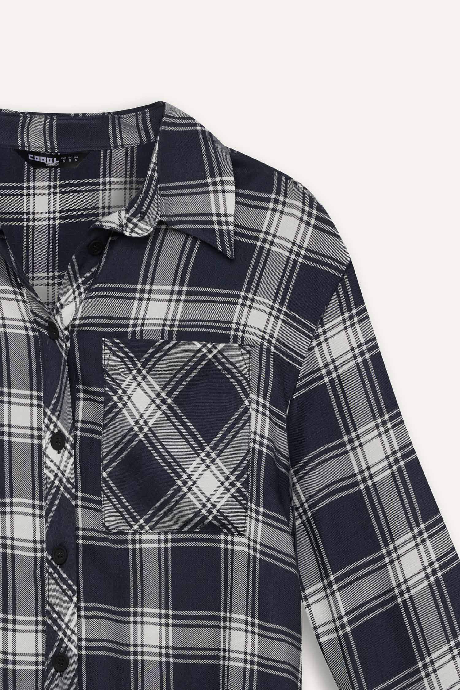 Oversize Fit Flanel Long Sleeve Shirt