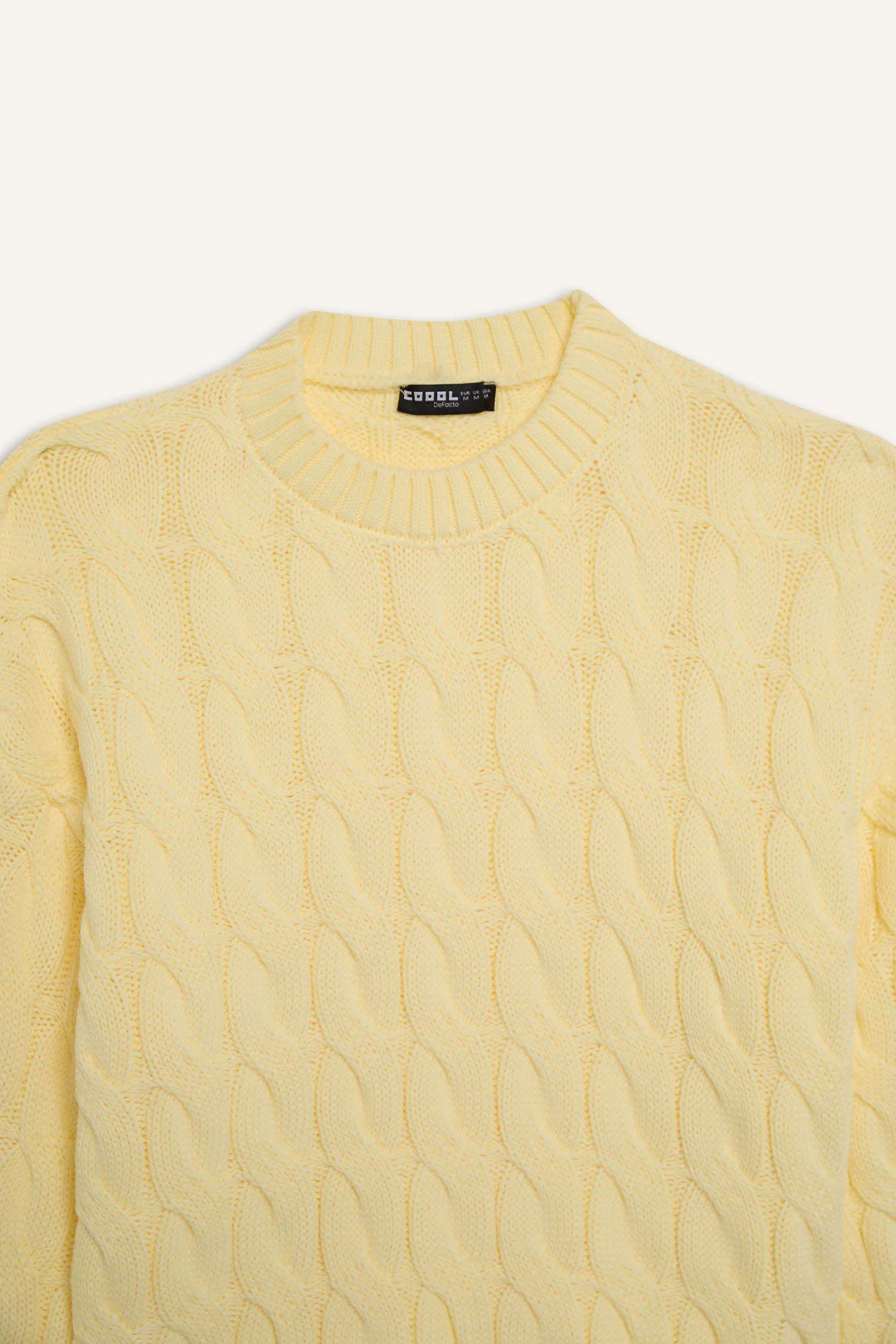 Coool Regular Fit Bisiklet Yaka Saç Örgülü Triko Kazak