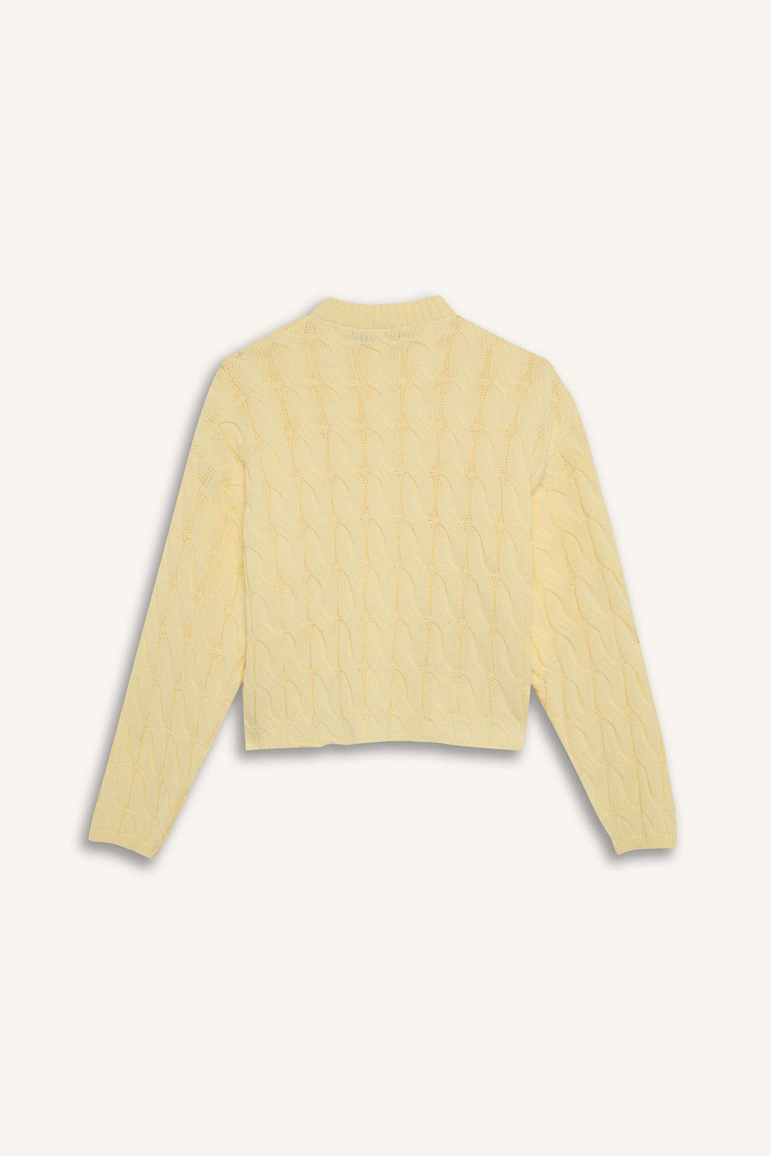 Coool Regular Fit Bisiklet Yaka Saç Örgülü Triko Kazak