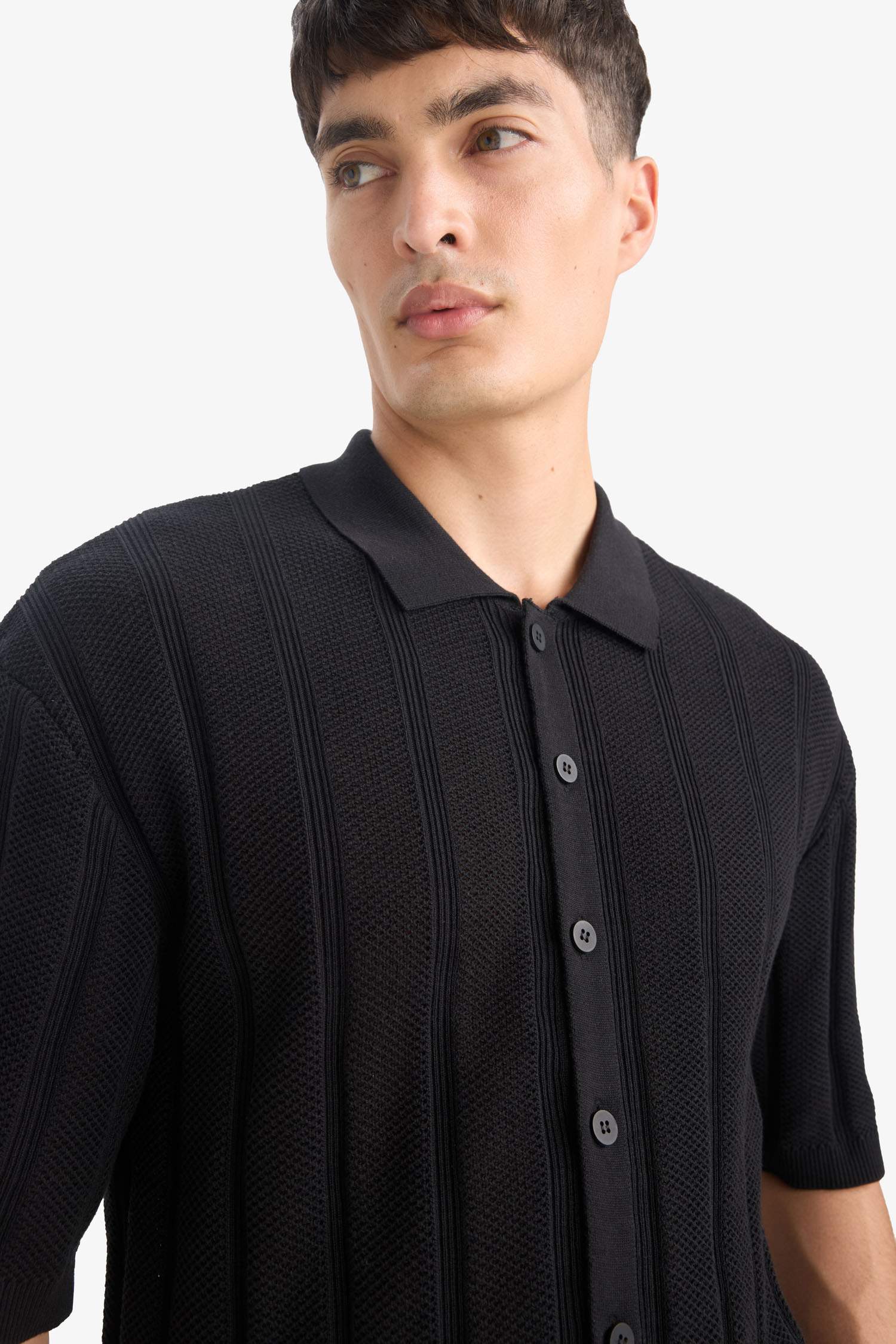 Cotton Standard Fit Short Sleeve Black Polo Shirt
