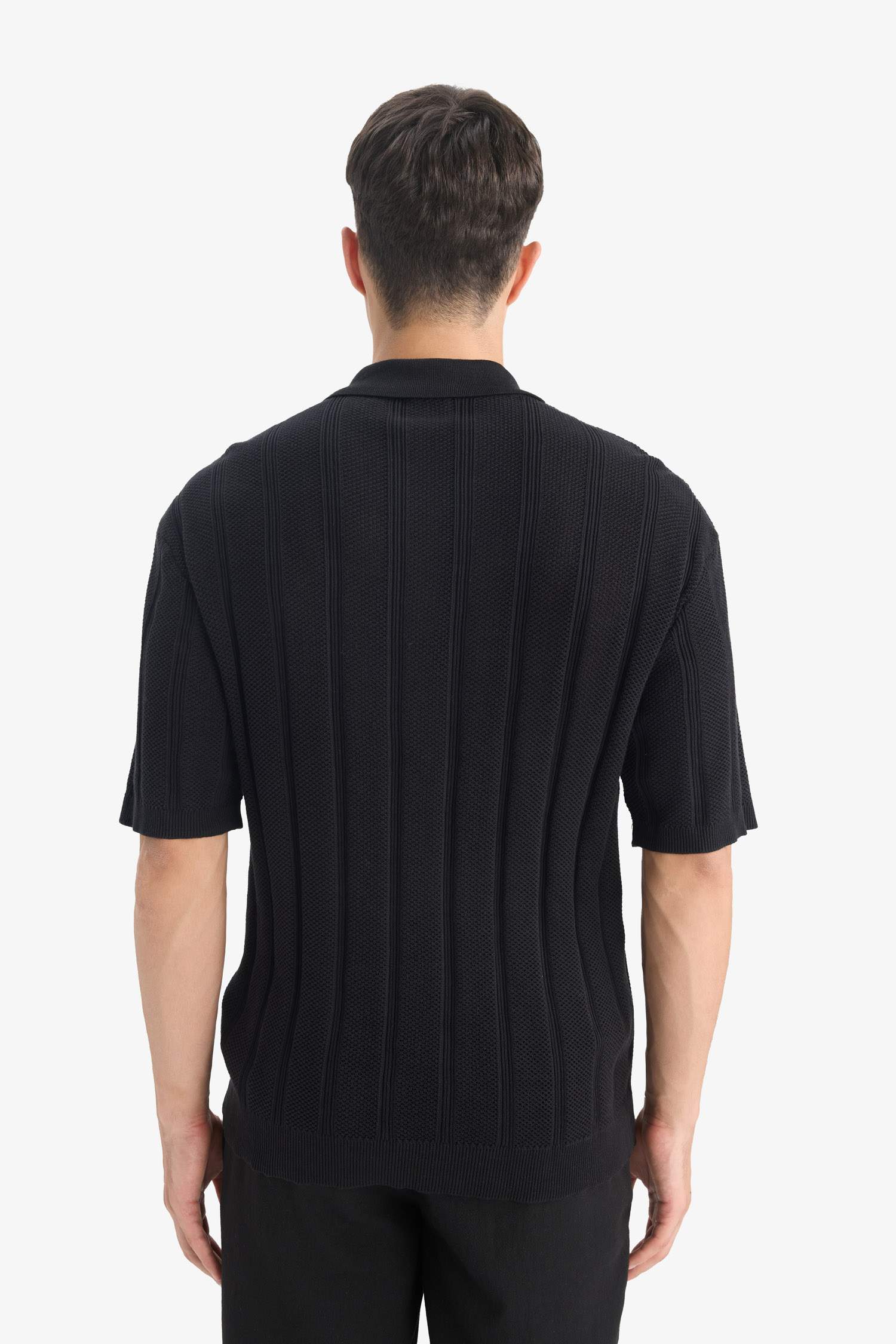 Cotton Standard Fit Short Sleeve Black Polo Shirt