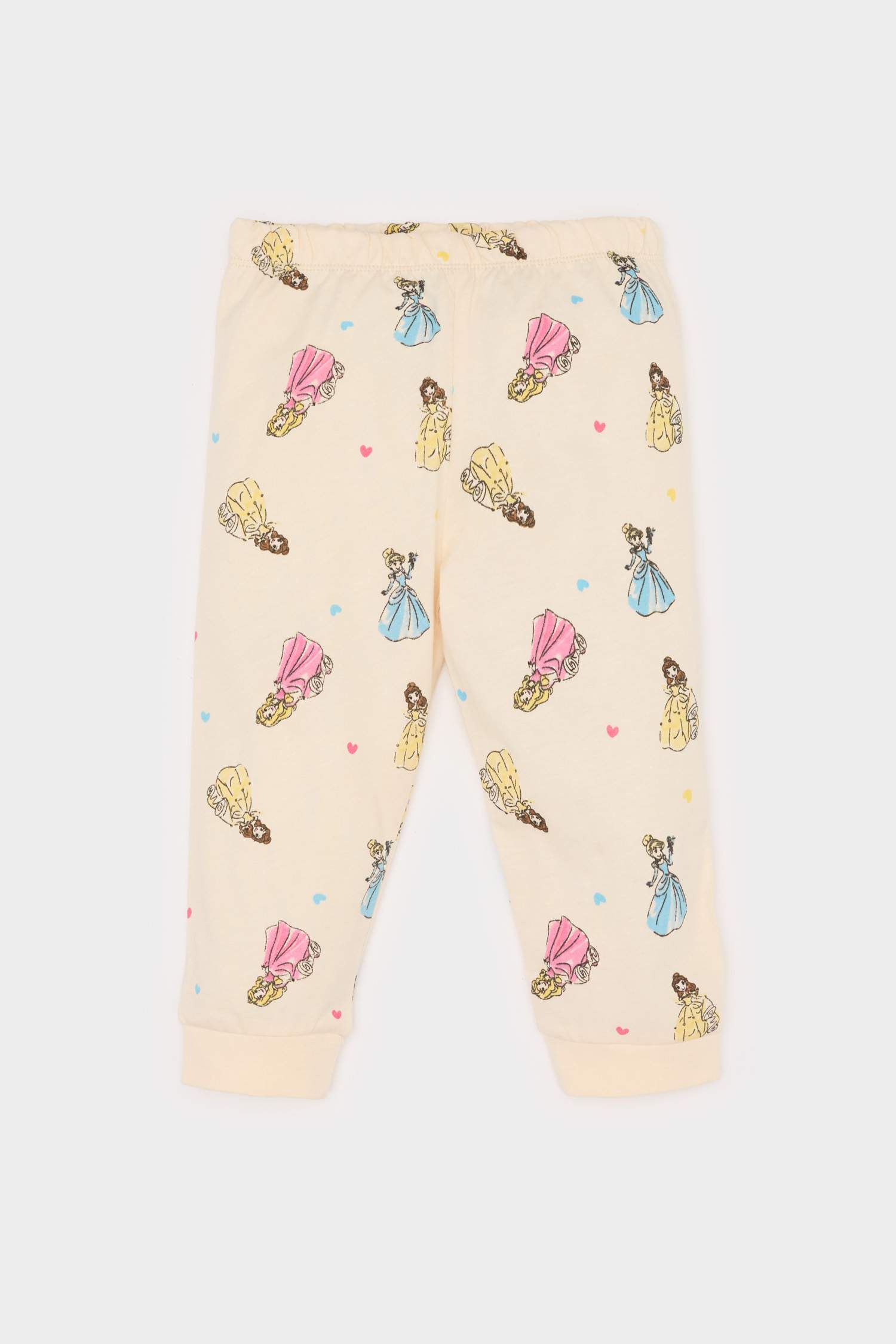 Kız Bebek Pijama Takımı Disney Prenses Penye Uzun Kollu Üst Beli Lastikli Alt