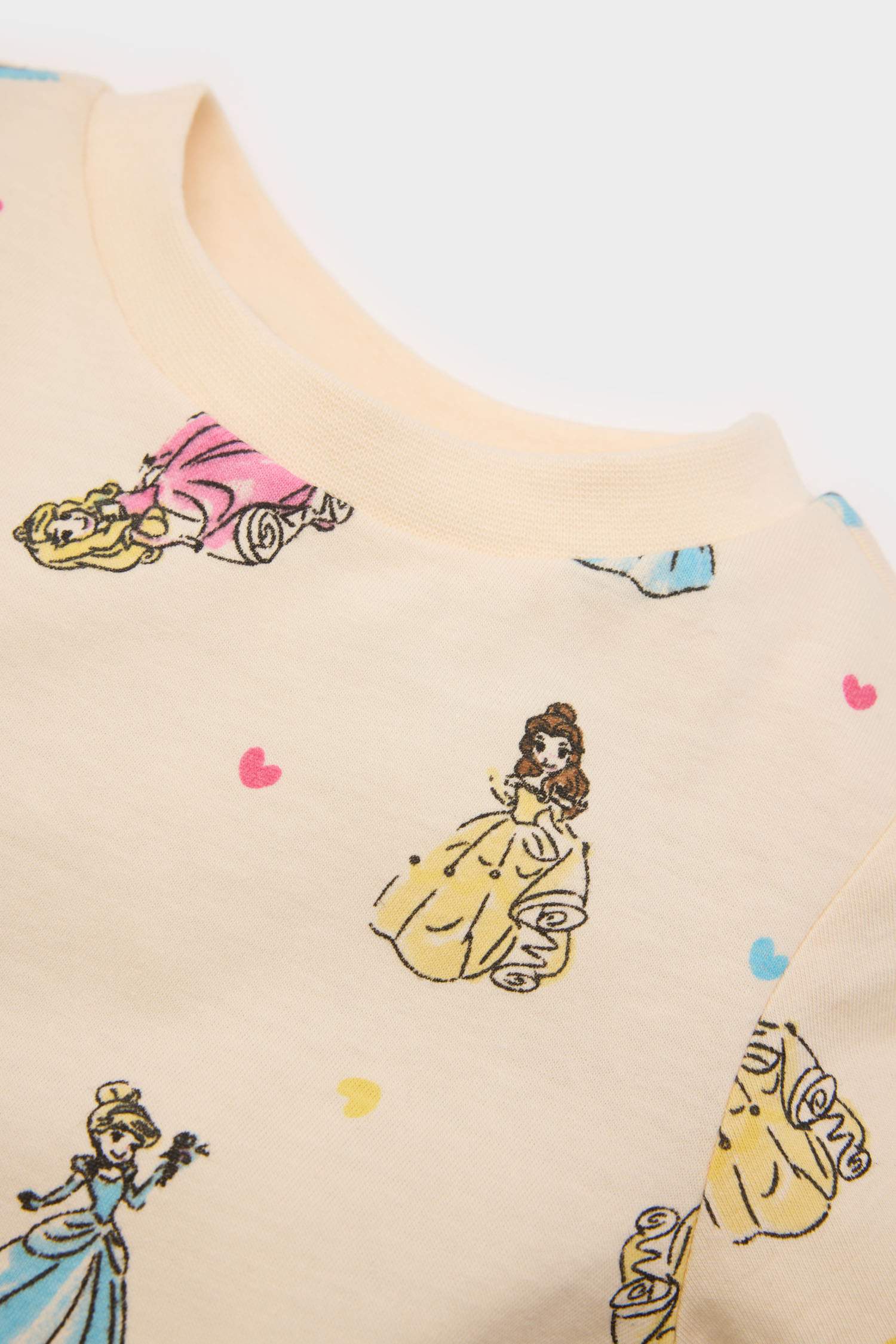 Kız Bebek Pijama Takımı Disney Prenses Penye Uzun Kollu Üst Beli Lastikli Alt