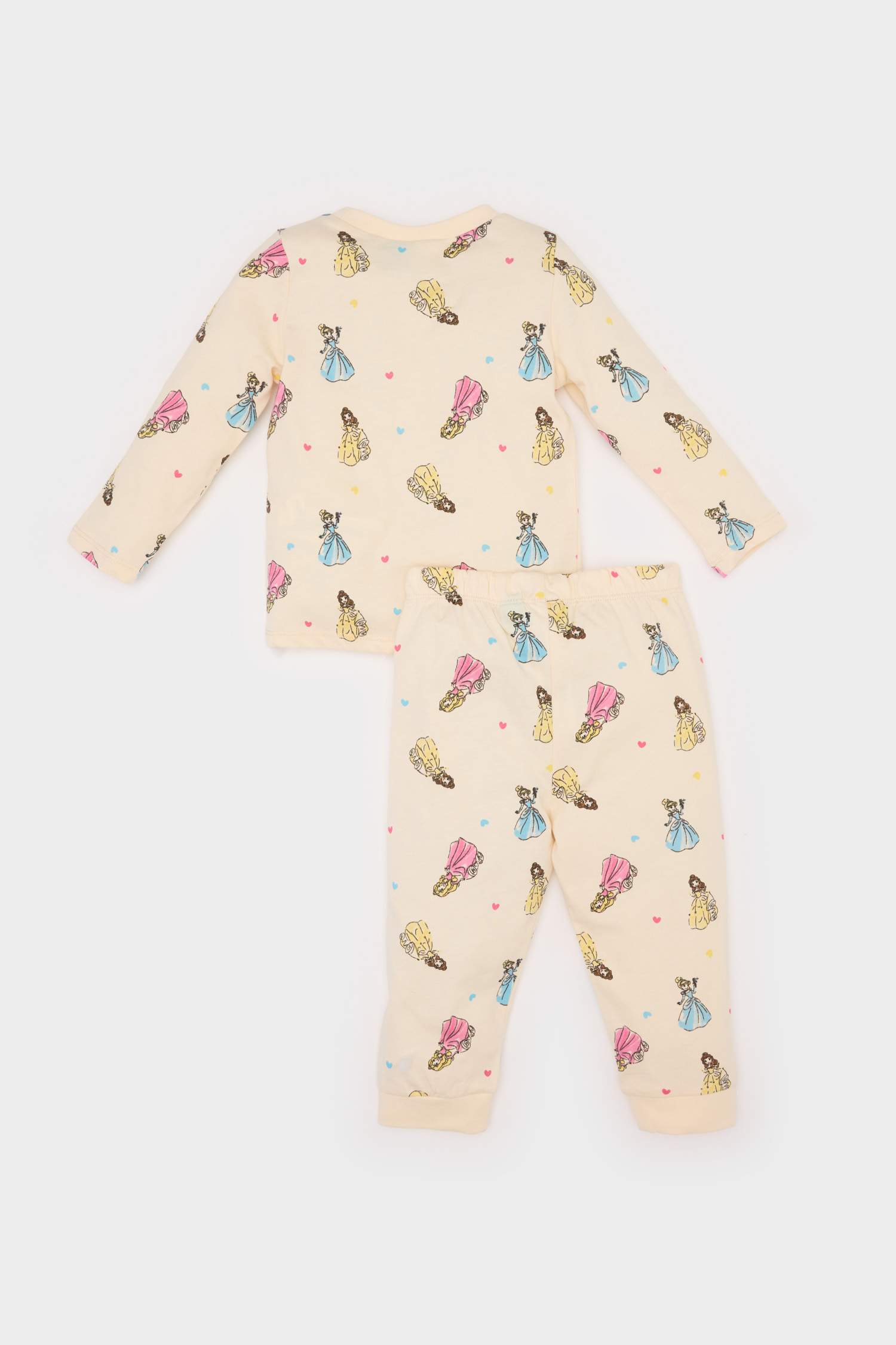 Kız Bebek Pijama Takımı Disney Prenses Penye Uzun Kollu Üst Beli Lastikli Alt