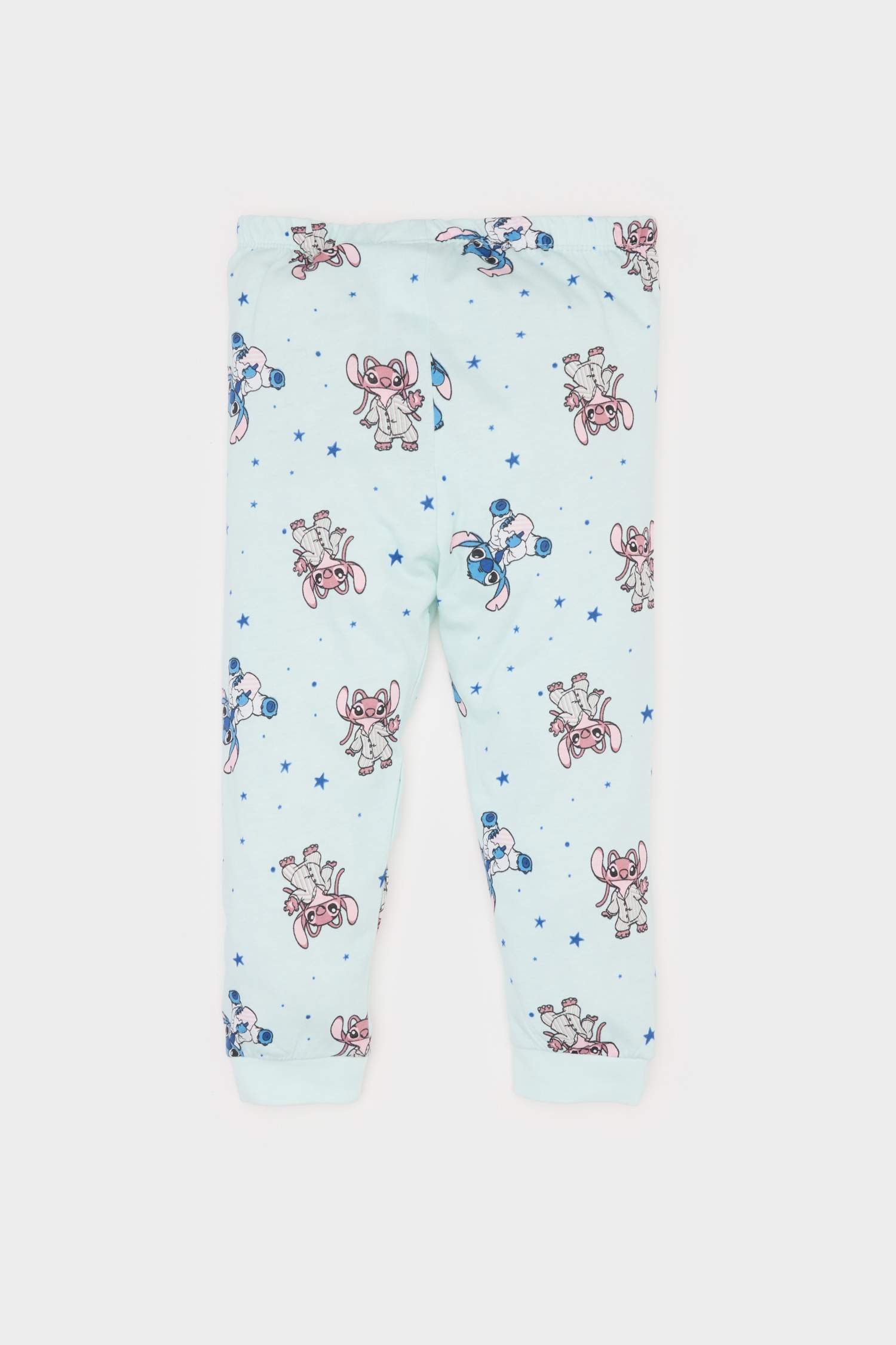 Kız Bebek Disney Lilo & Stitch Pijama Takımı Penye Kısa Kollu Üst Beli Lastikli Uzun Alt