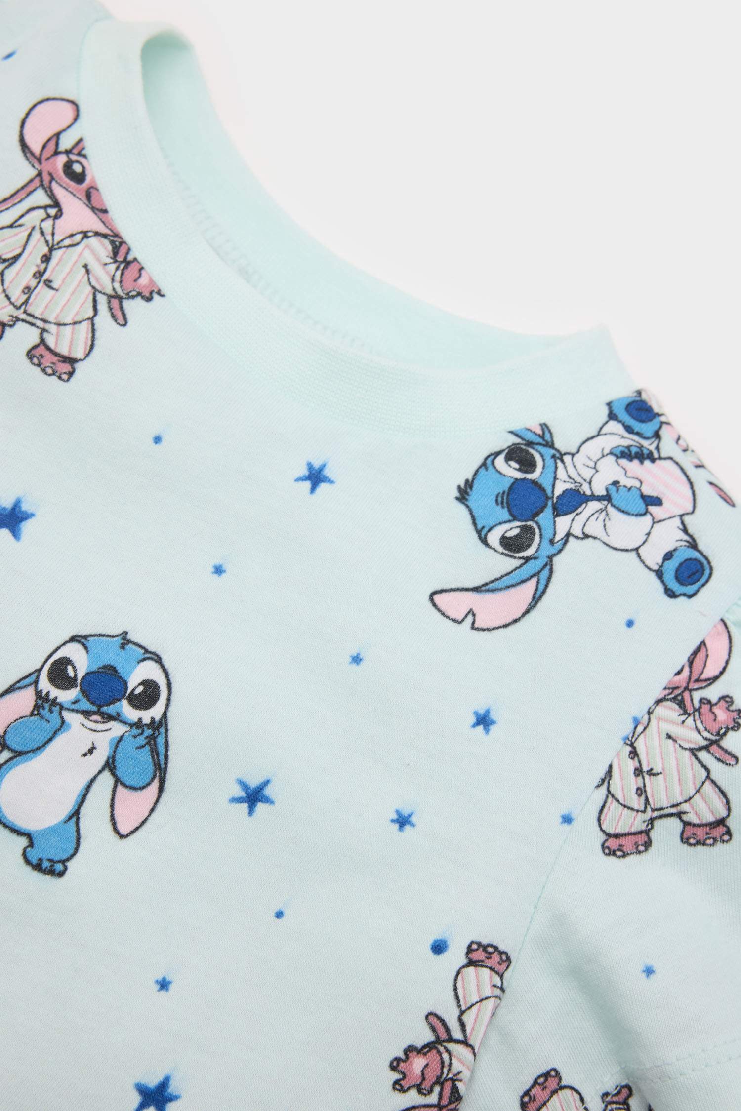 Kız Bebek Disney Lilo & Stitch Pijama Takımı Penye Kısa Kollu Üst Beli Lastikli Uzun Alt