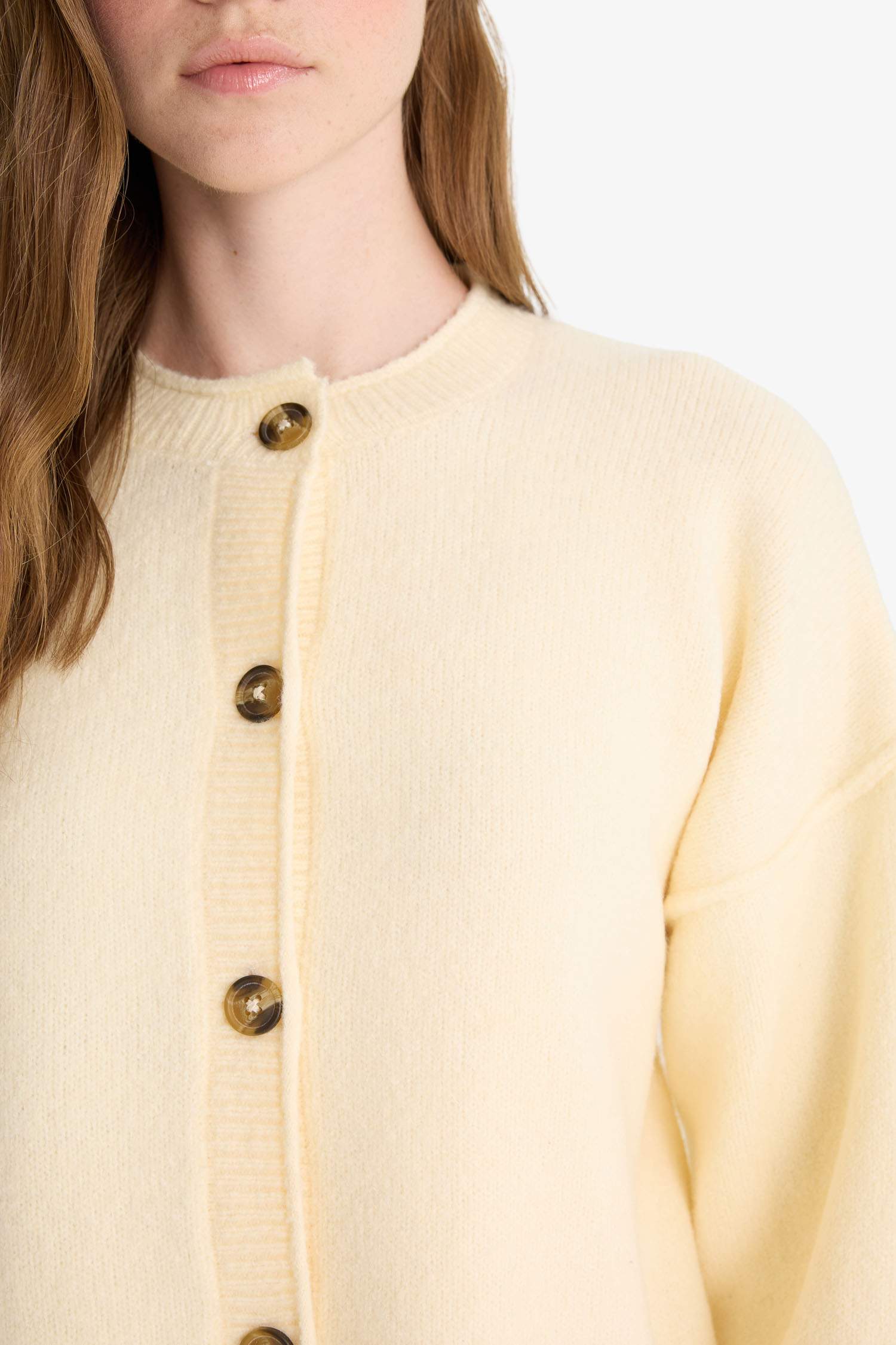 Regular Fit Crew Neck Knit Cardigan