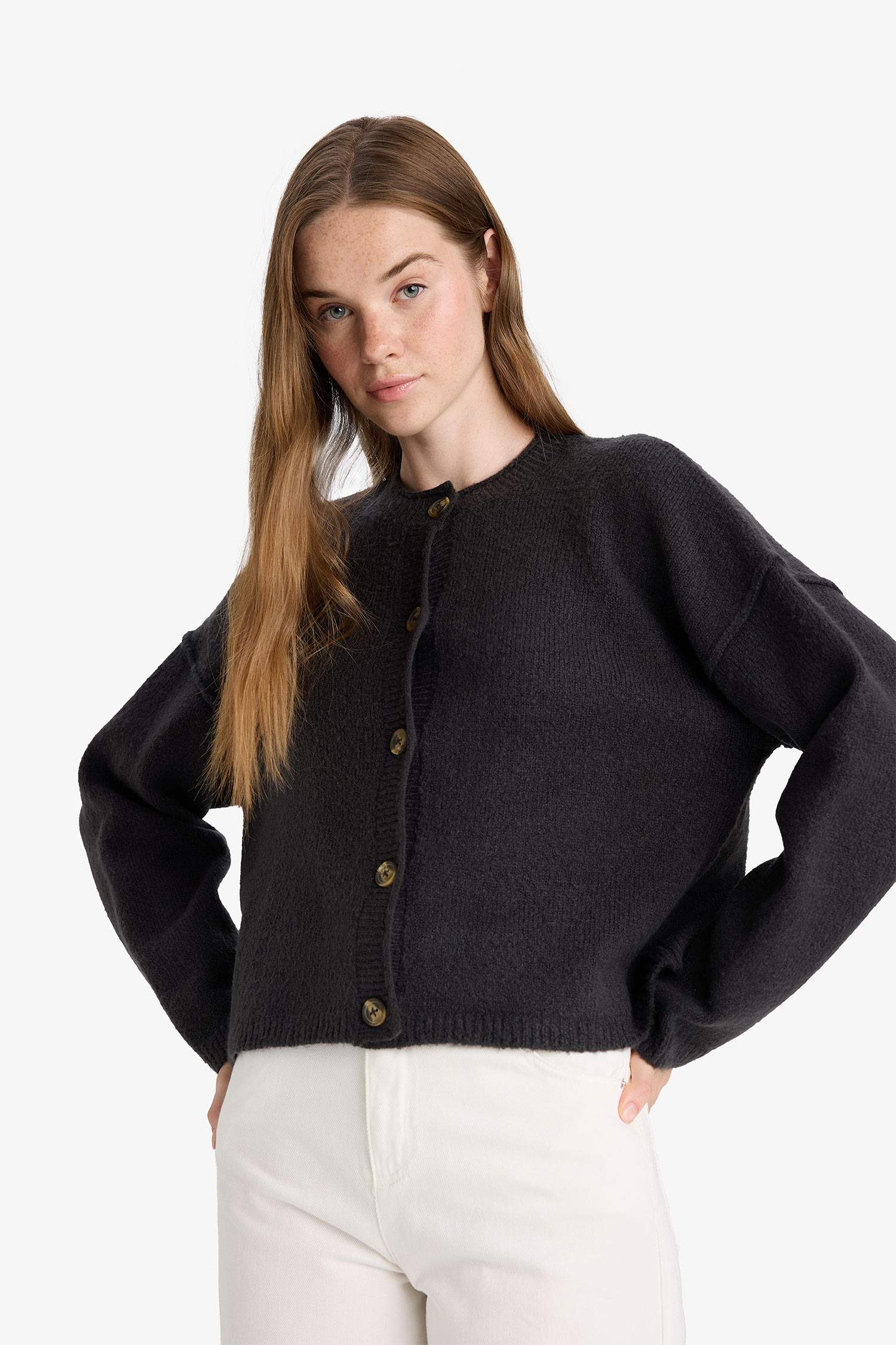 Кардиган Regular Fit с круглым вырезом