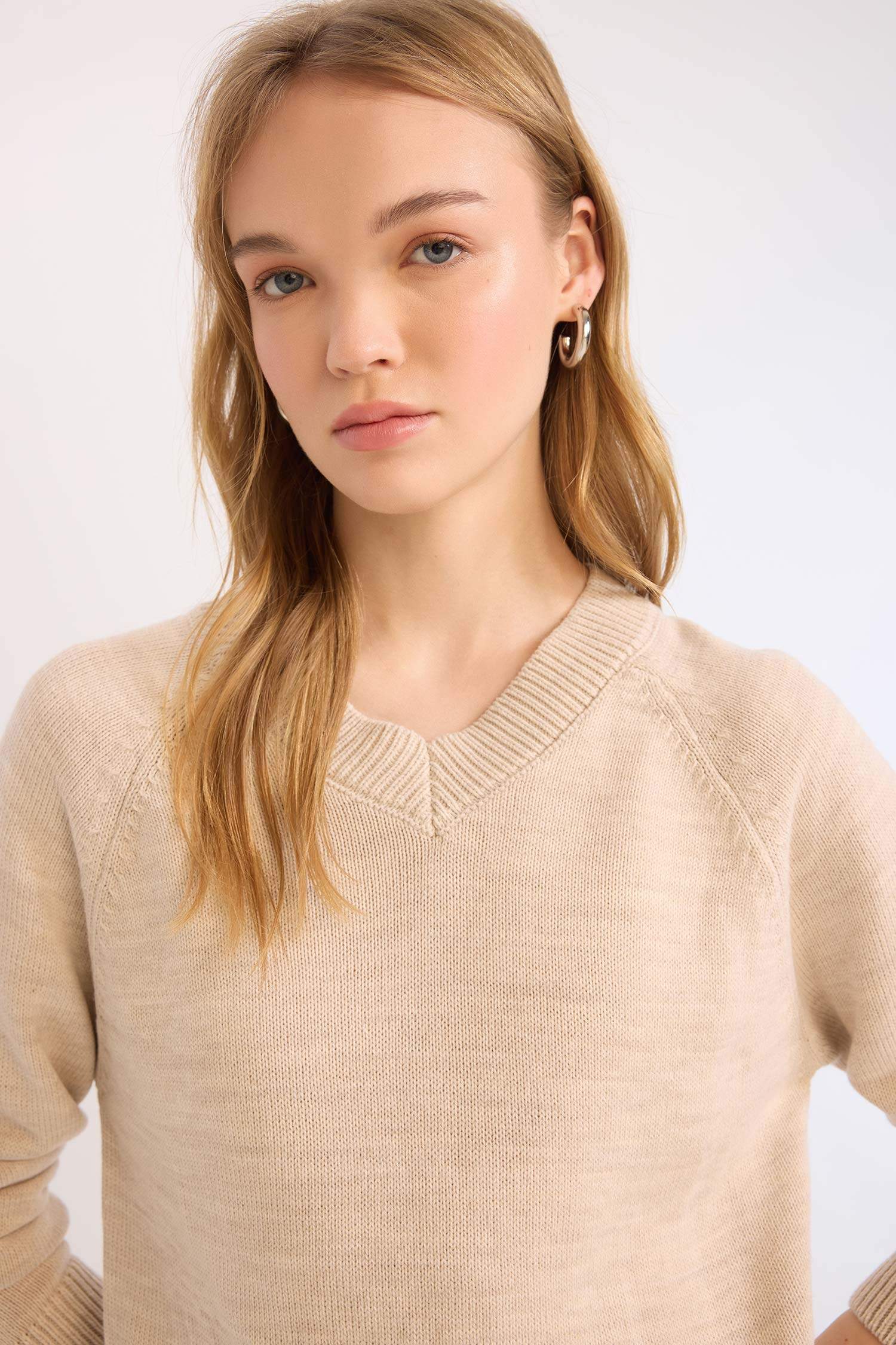 Regular Fit Bisiklet Yaka Basic Düz Triko Kazak