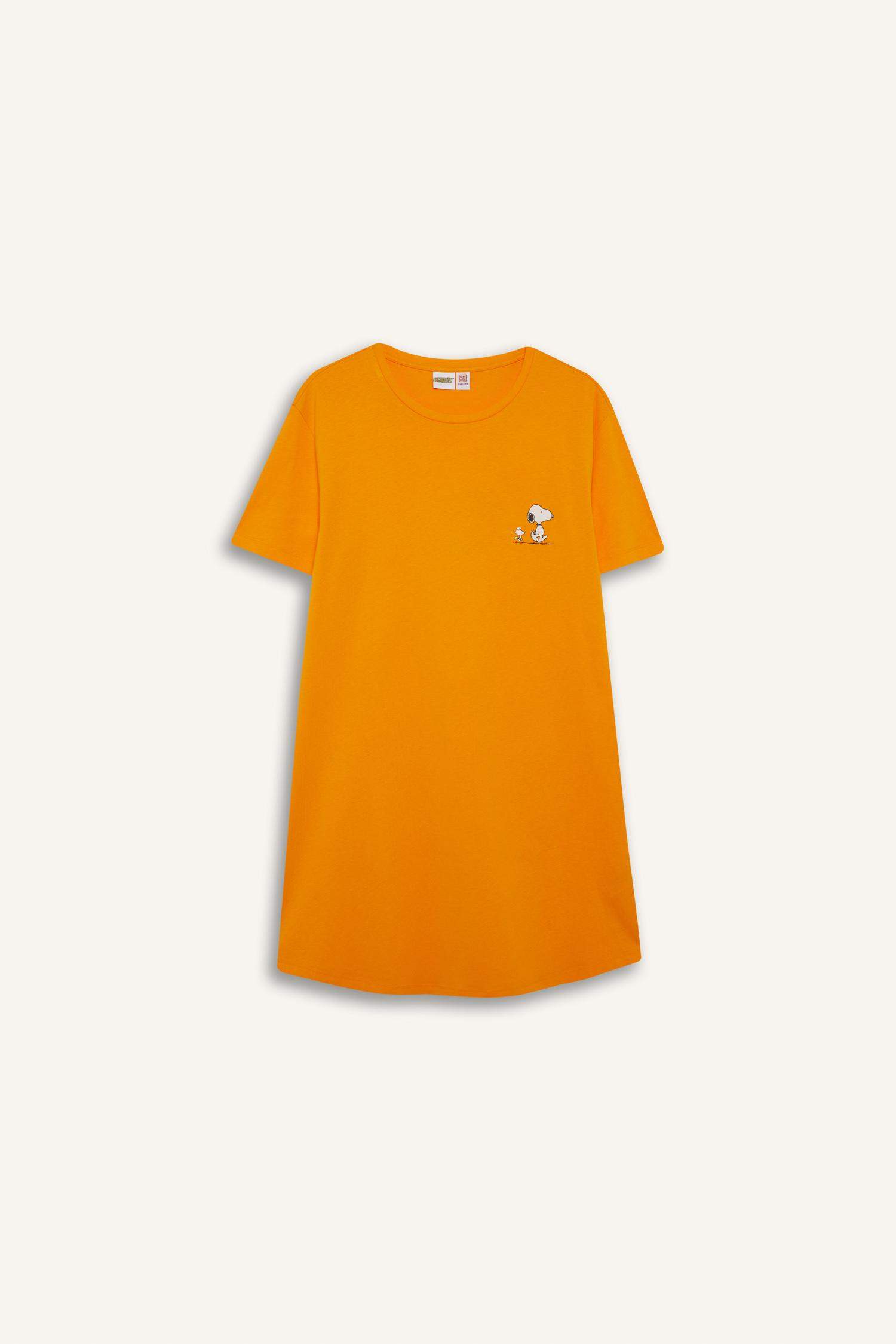 Regular Fit Crew Neck Snoopy Licensed Knitted Dress