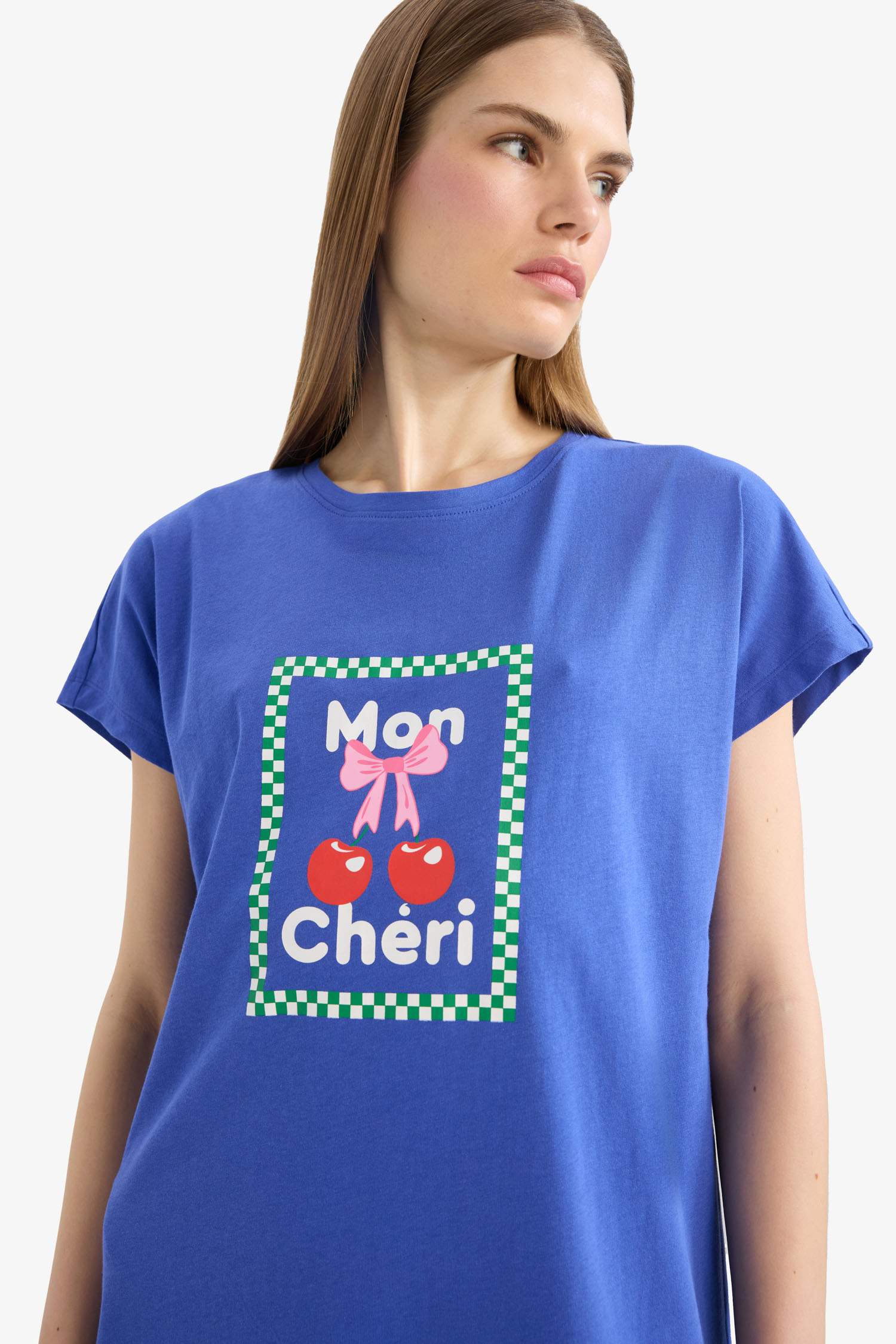 فستان نص كم قصة عادية برقبة مستديرة من Fall in Love