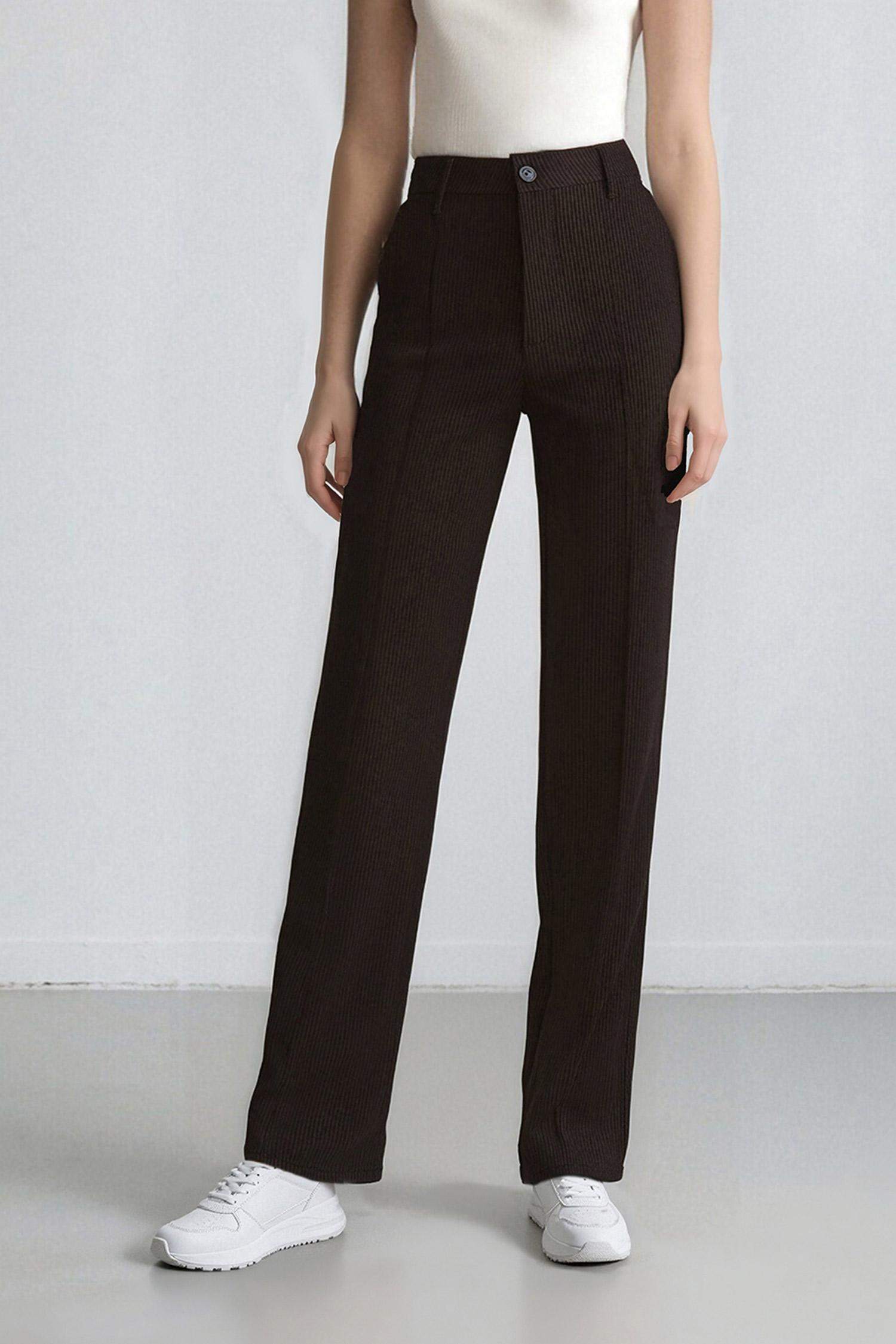 Afra x DeFacto Straight Fit Kumaş Pantolon Çift Cepli Normal Bel Standart Boy