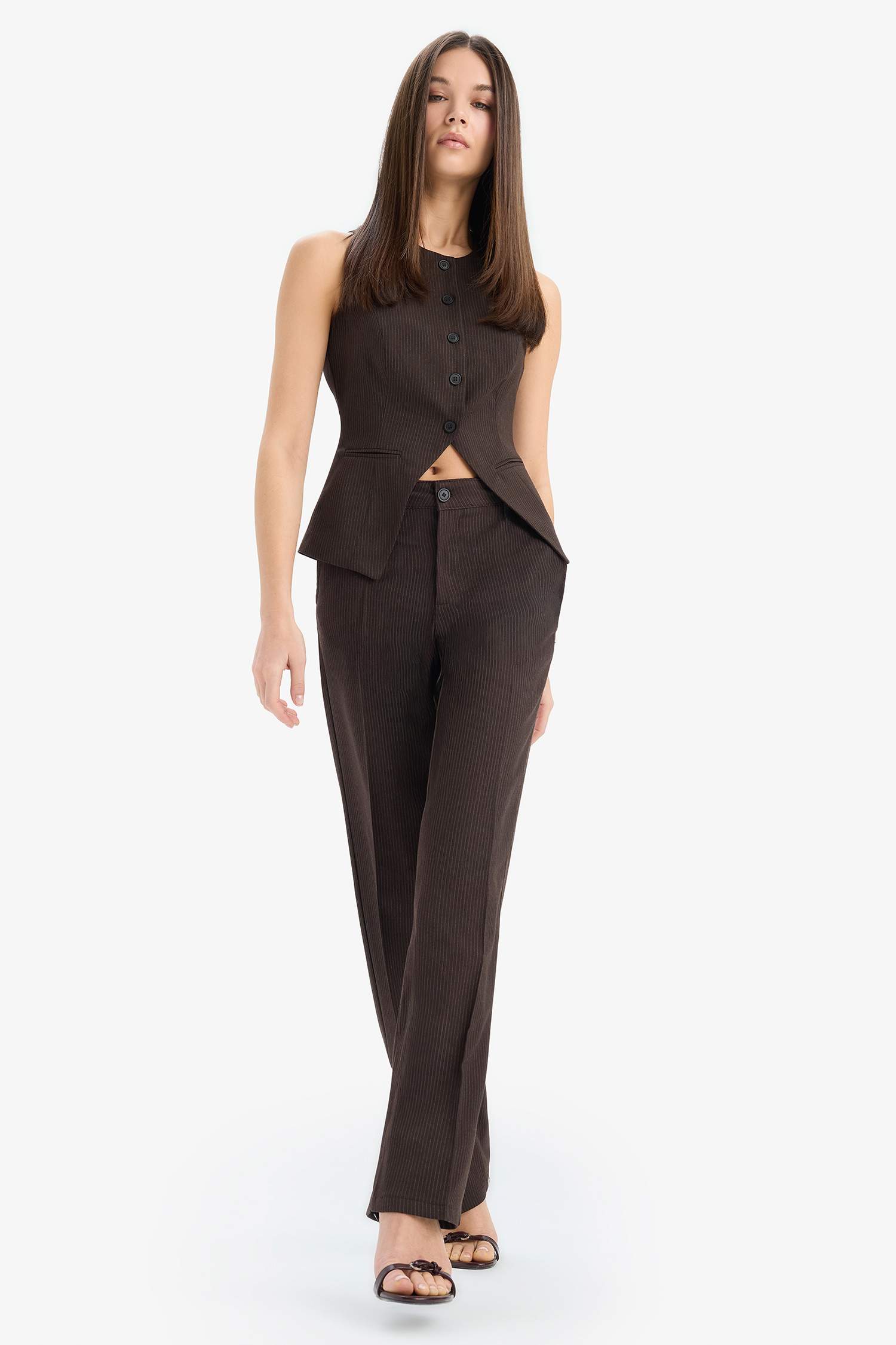 ұзын бұлшықет пішімі дөңгелек жаға тафетта Жилет