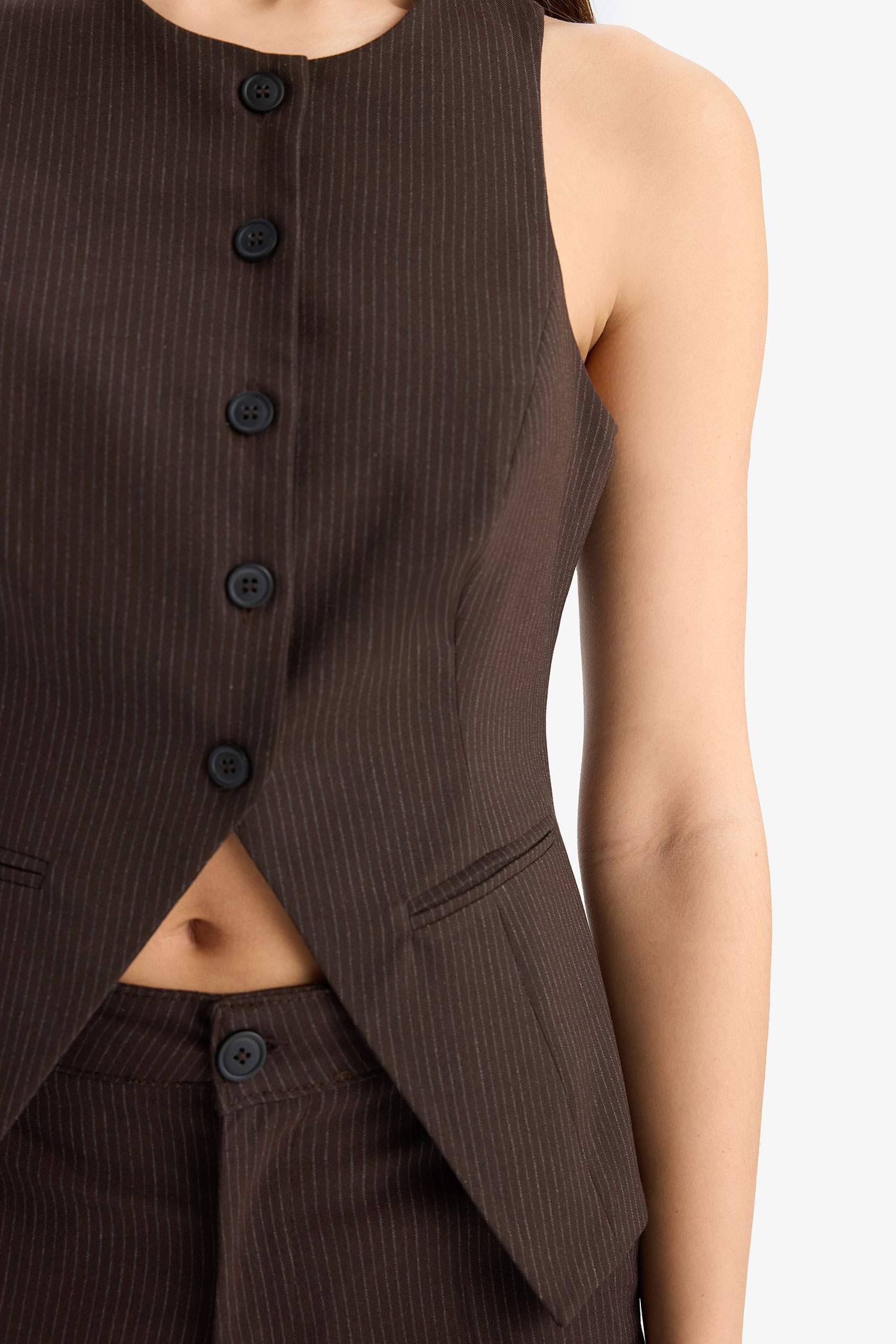 Afra x Defacto Fitted Buttoned Sleeveless Knitwear Cardigan