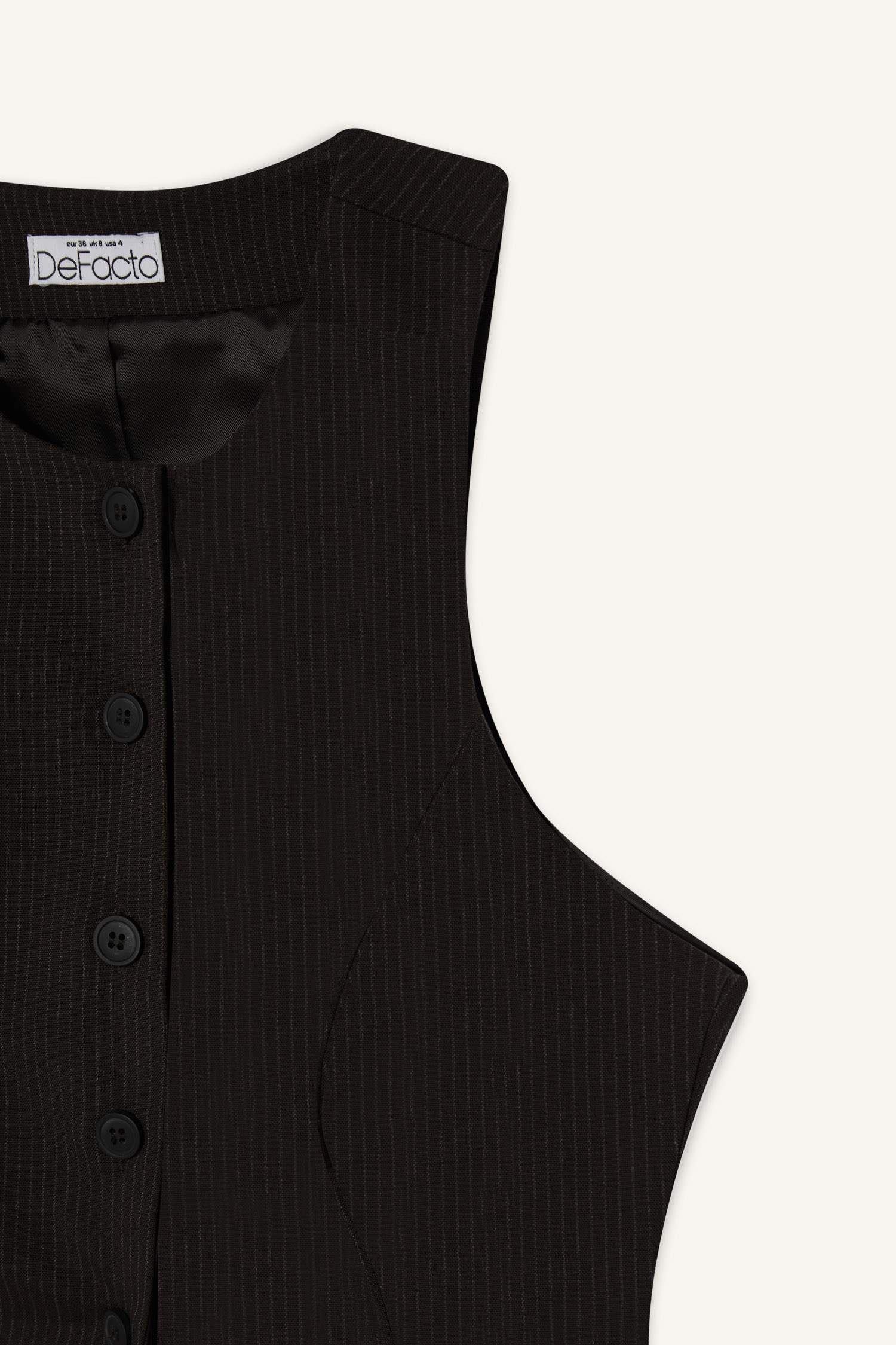 Afra x Defacto Fitted Buttoned Sleeveless Knitwear Cardigan