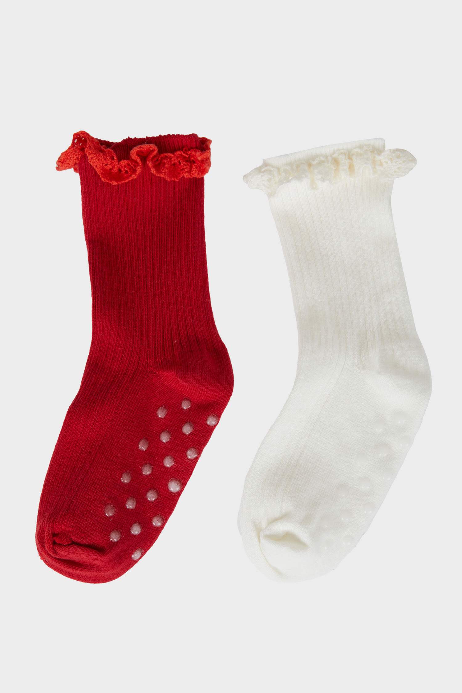 Girl Non-Slip Sole 2 Piece Cotton Long Socks