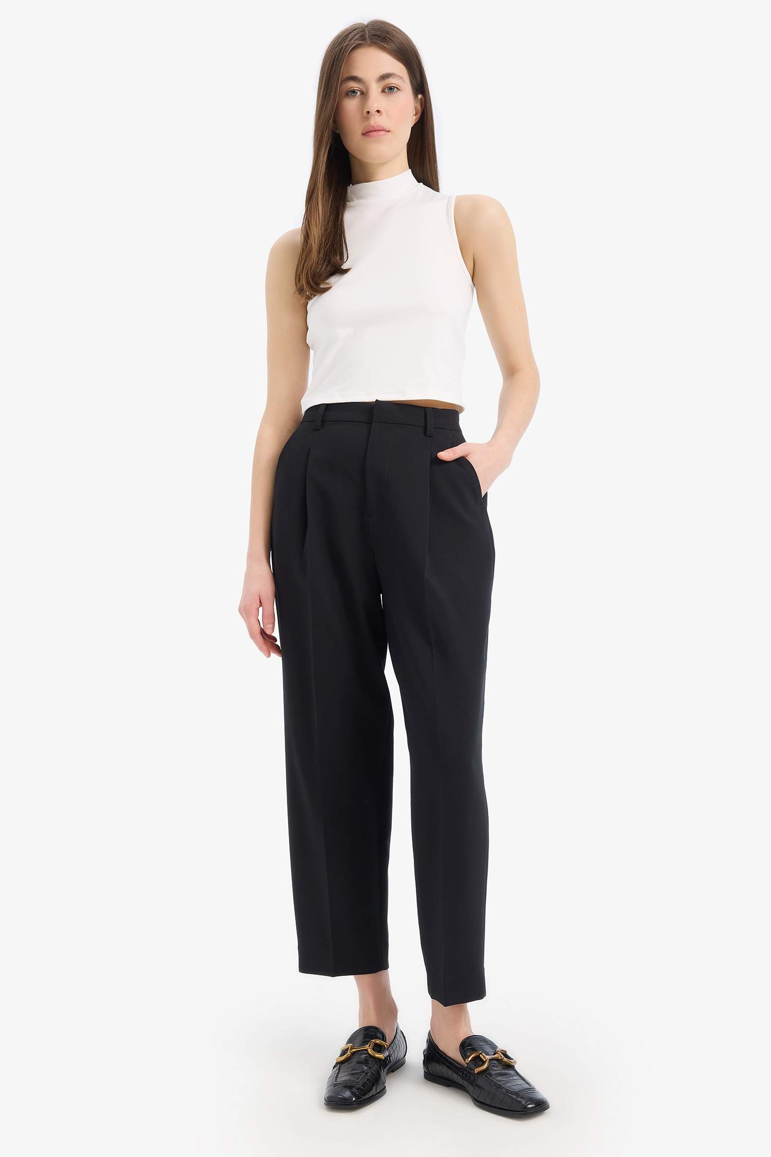 Débardeur slim à col montant pour femme