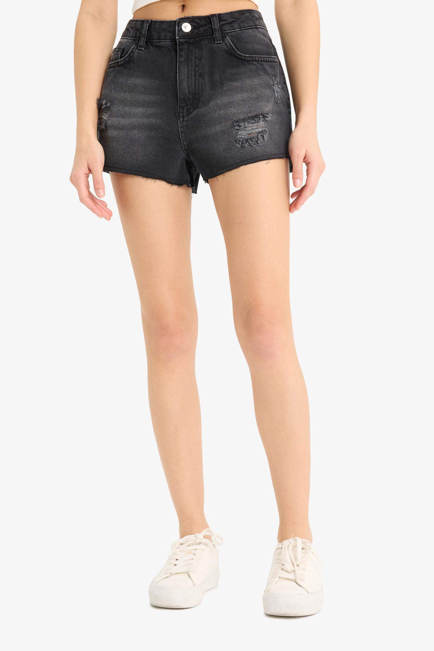 High Waist Cut-Off Denim Shorts
