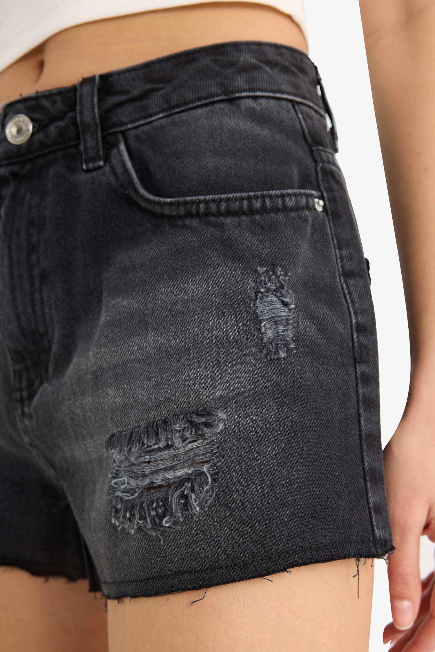 High Waist Cut-Off Denim Shorts