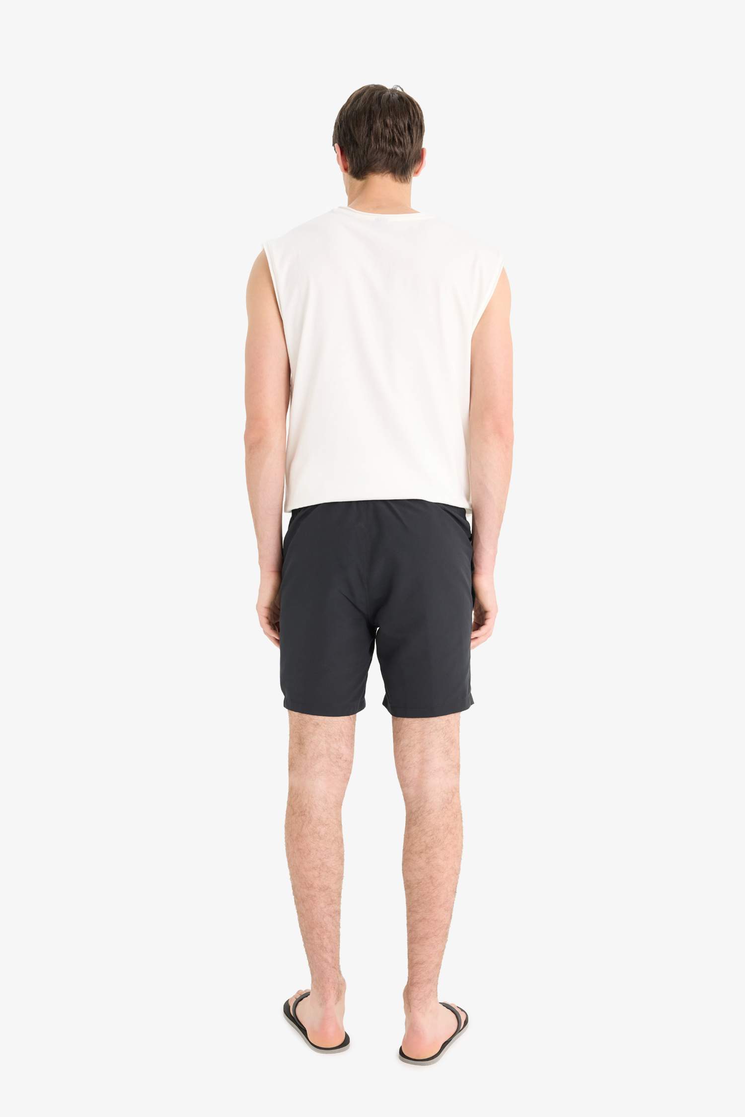 Regular Fit File Astarlı Diz Üstü Deniz Şortu