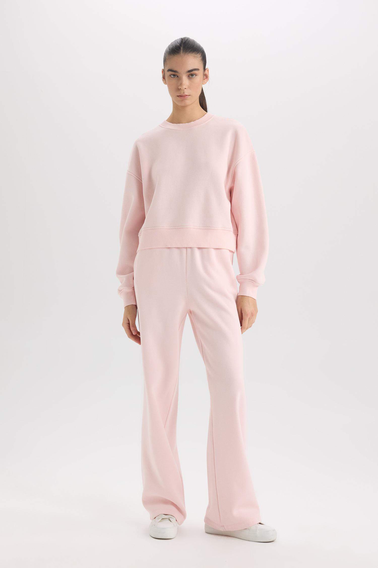 Straight Fit Eşofman Altı Standart Boy Basic Düz Cepli Beli Lastikli Geniş Bol Paça