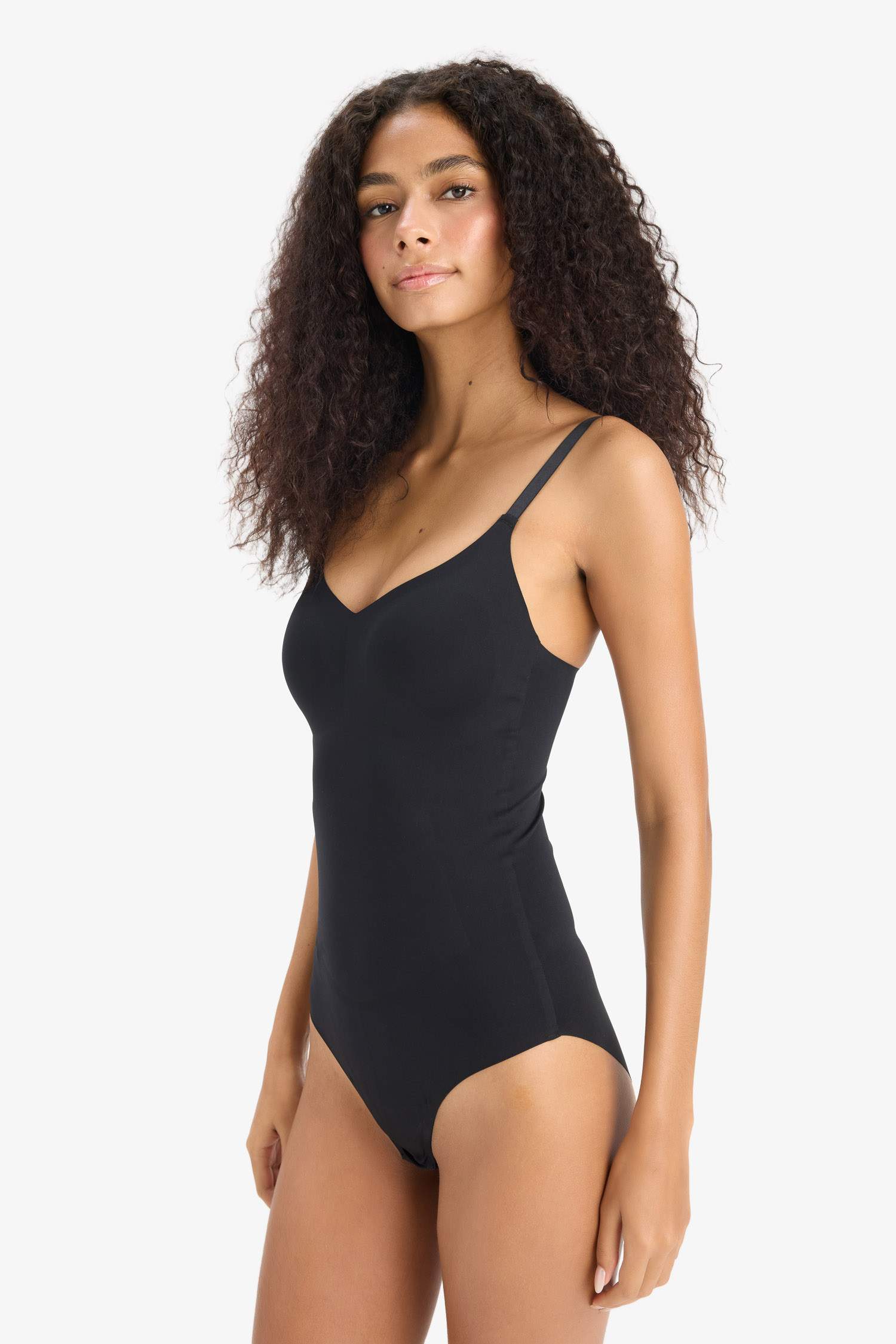 Çıkarılabilir Pedli Siyah Bodysuit Korse-Fall in Love