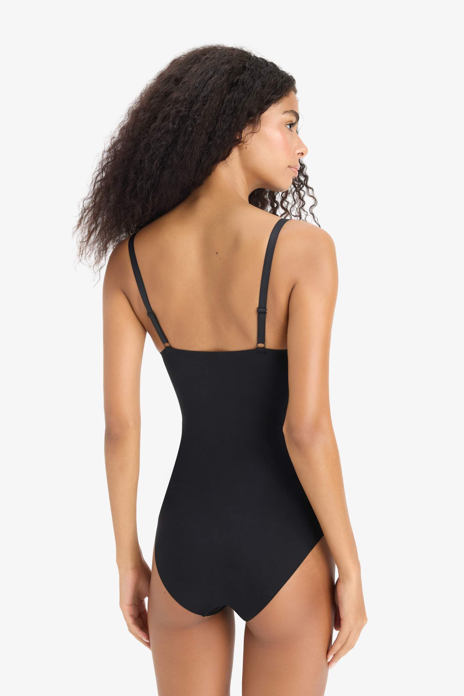 Çıkarılabilir Pedli Siyah Bodysuit Korse-Fall in Love