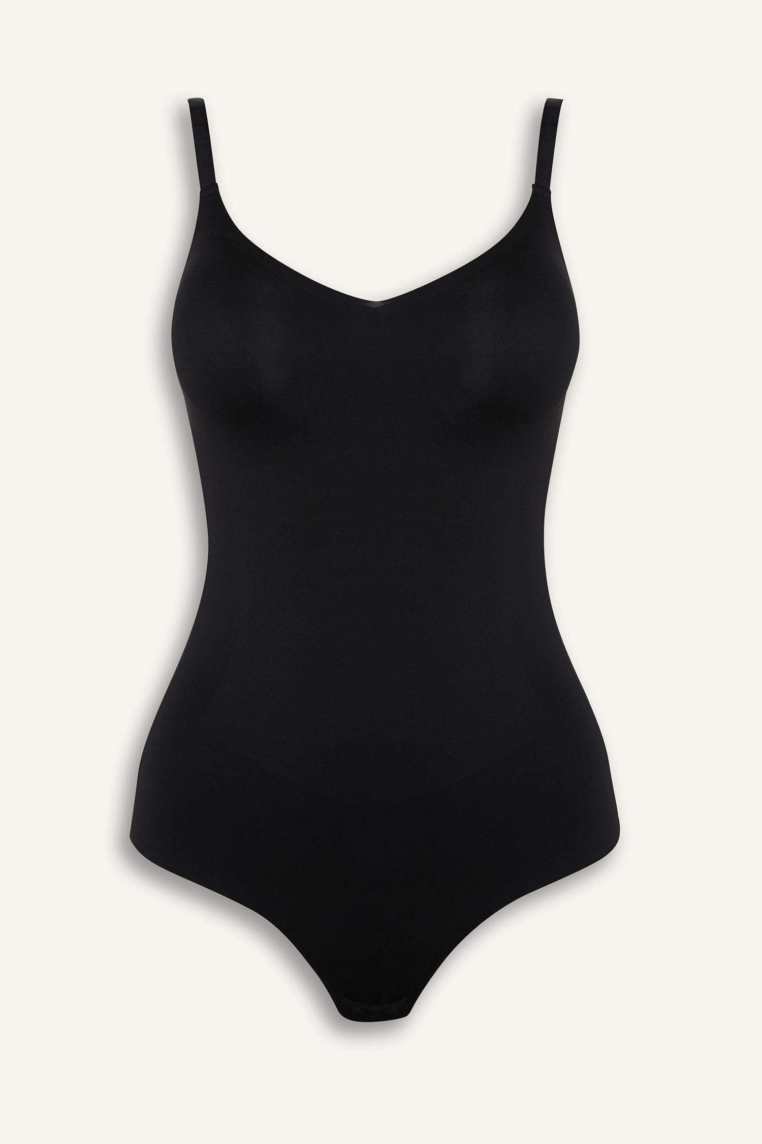 Çıkarılabilir Pedli Siyah Bodysuit Korse-Fall in Love