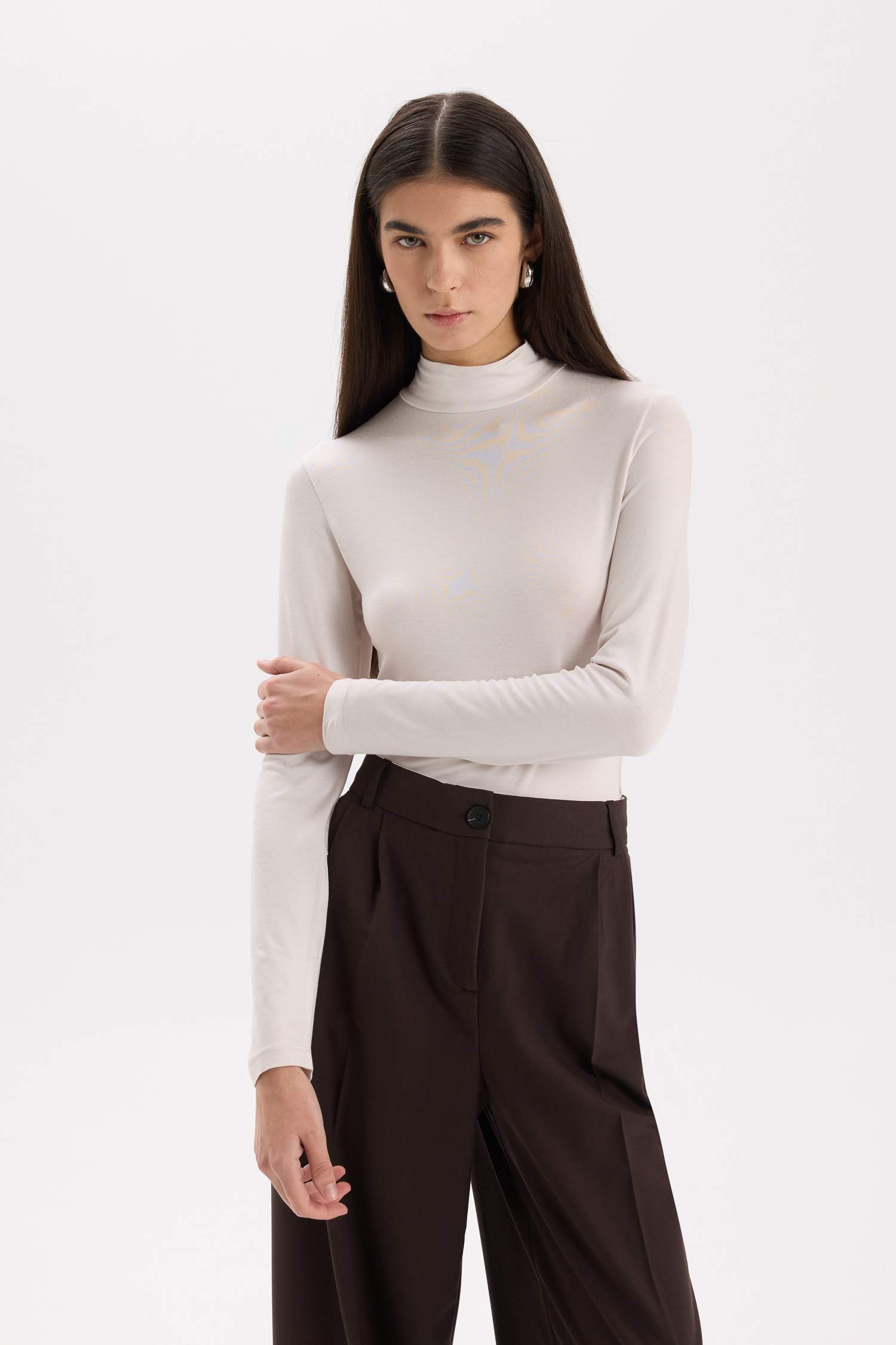 Slim Fit Turtleneck Basic T-Shirt