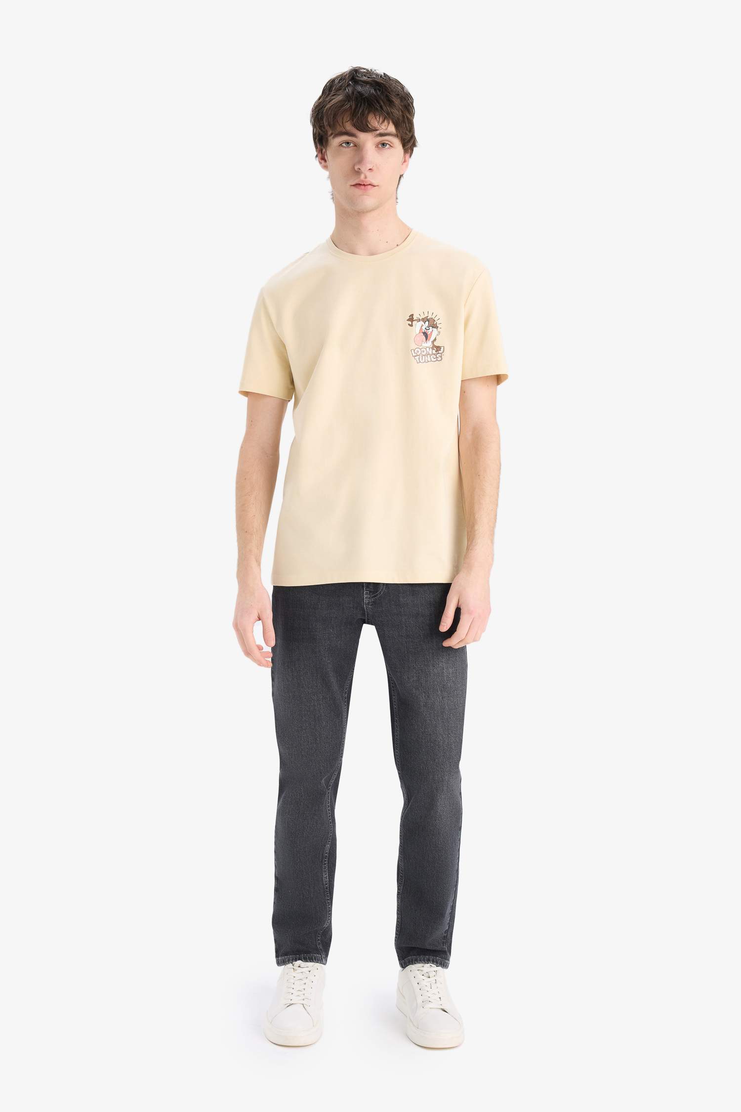%100 Pamuk Looney Tunes Regular Fit Bisiklet Yaka Baskılı Kısa Kollu Tişört