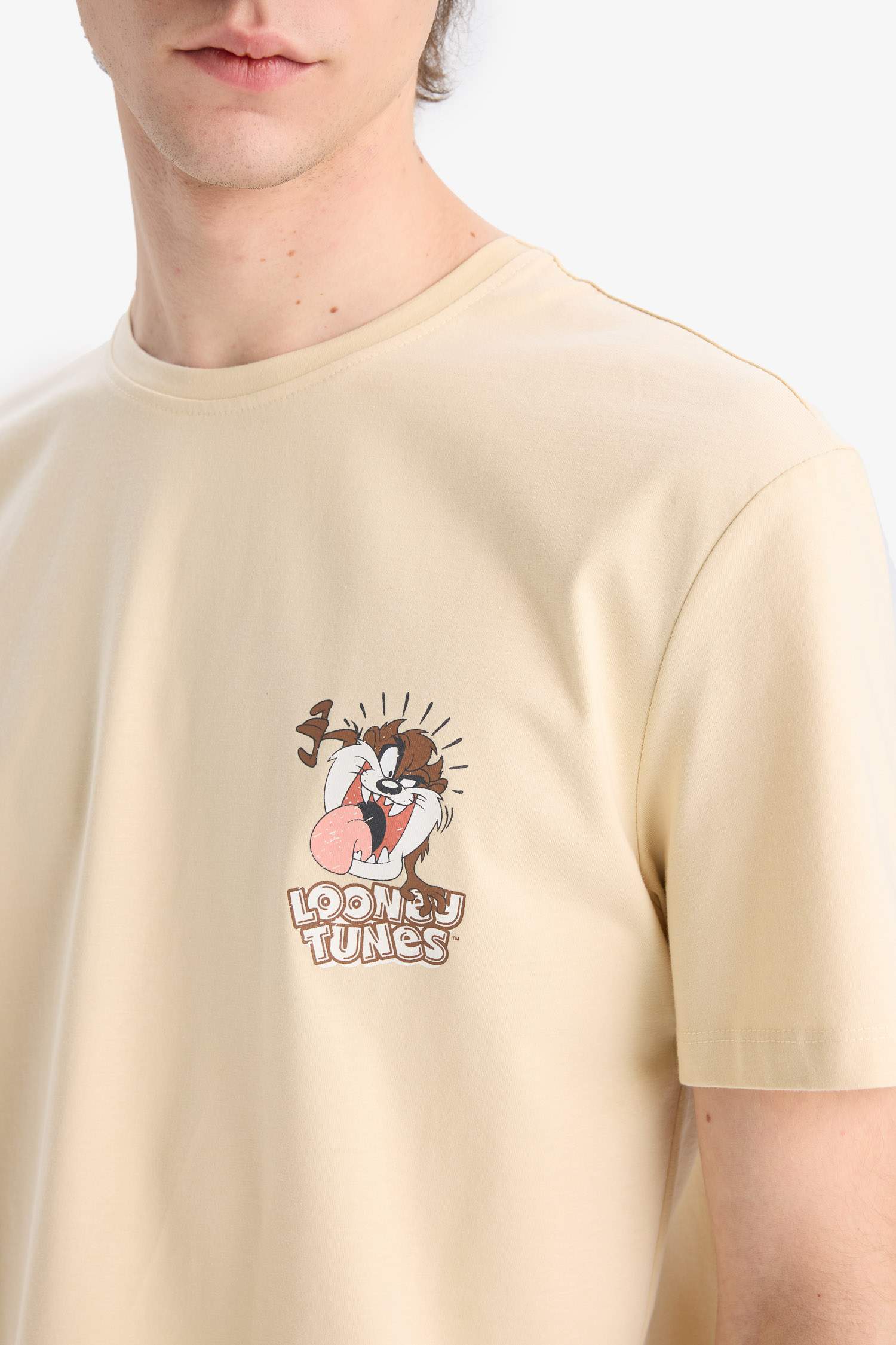 %100 Pamuk Looney Tunes Regular Fit Bisiklet Yaka Baskılı Kısa Kollu Tişört